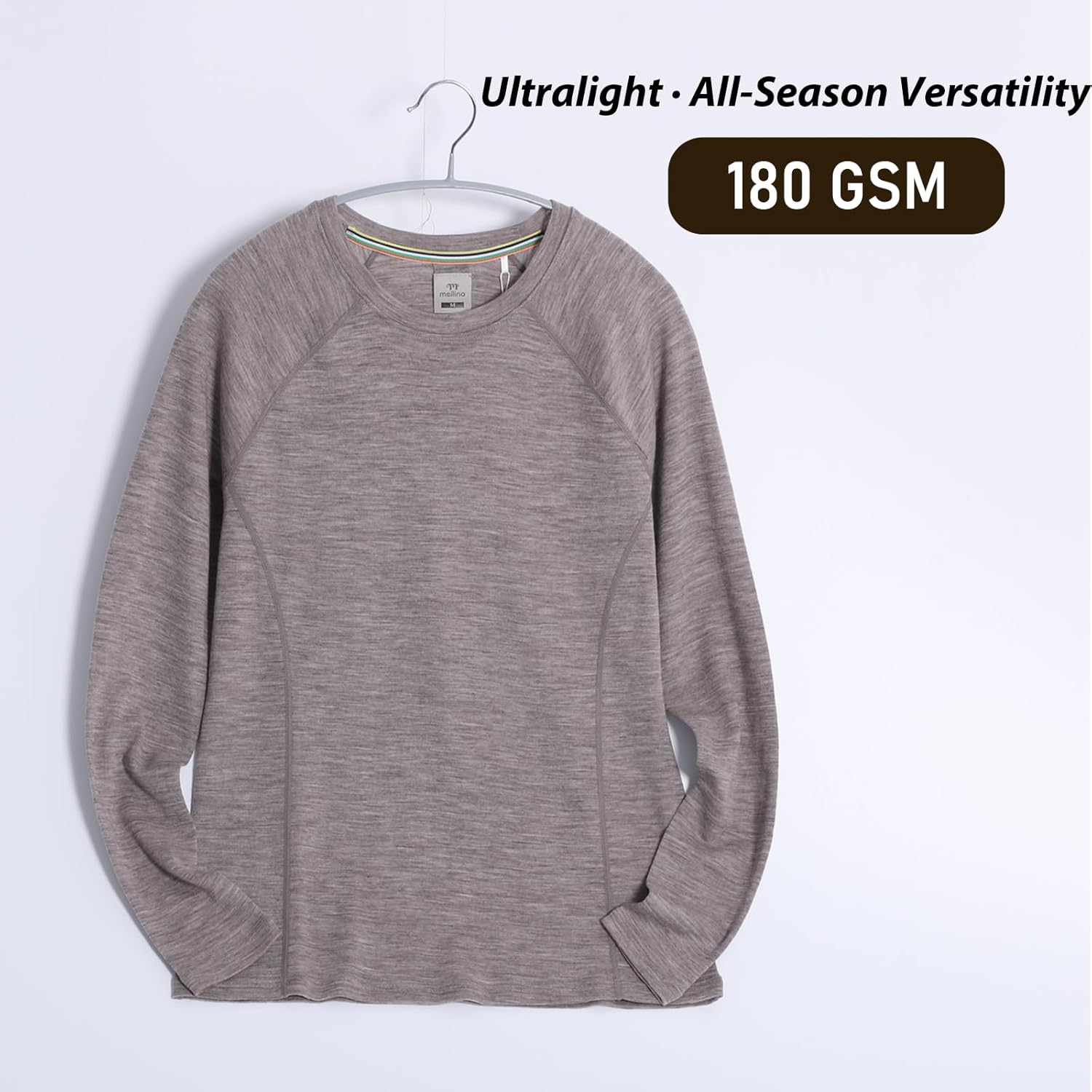 100% Merino Wool Base Layer Women, Lightweight Thermal Underwear Soft Long Sleeve Shirt for Hiking Running