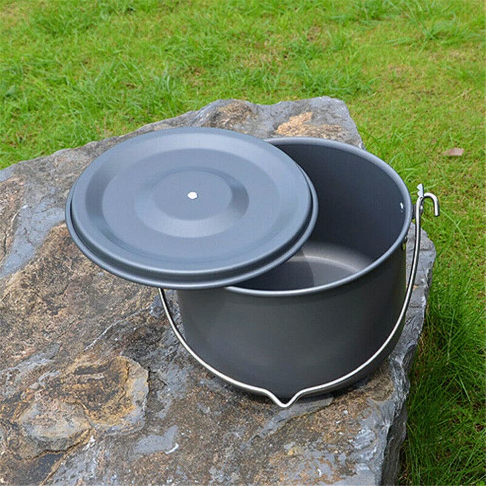 Carry Camping Hiking Outdoor naczynia kuchenne gotowanie piknik kemping garnek wiszący garnek czajnik do gotowania z pokrywką patelnia akcesoria kempingowe na kemping piesze wędrówki