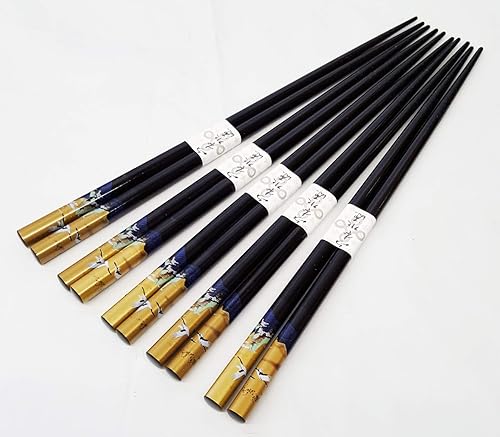 Happy Sales Palillos de bambú regalo conjunto grúa diseño (grúa color negro)