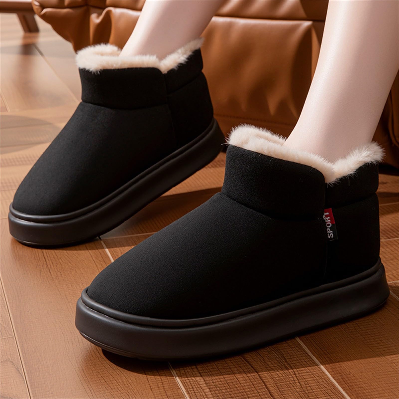 SKFLABOOF Winterboots Damen Gefüttert - Winter Chelsea Boots Women Western Wildleder Stiefeletten Cowboy Plateau Stiefel Flach Schuhe Elegant