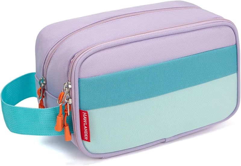 Neceser infantil de viaje con asa de transporte, verde claro | Sencillo y Robusto. Tamaño compacto: 9,0" de largo x 5,0" de alto x 5,5" de ancho