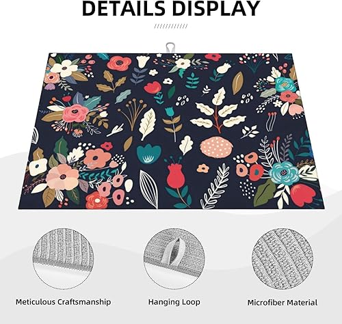 Vista 159 de Tapete de secado de platos de limón de 18 x 24 pulgadas para encimera de cocina, almohadilla absorbente de microfibra para escurrir platos, tapetes