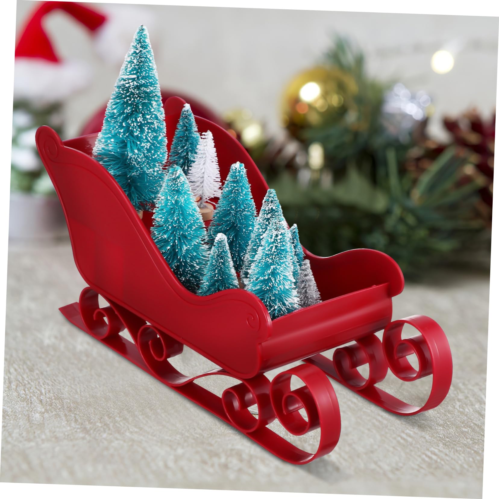 SOIMISS 3 Series Trineo De Navidad Apoyo De Trineo De Navidad Muñeco De Nieve Decoraciones Navideñas Interior Manualidades Navideñas con Trineos Día Festivo El Plastico Rojo 2 Piezas X 3