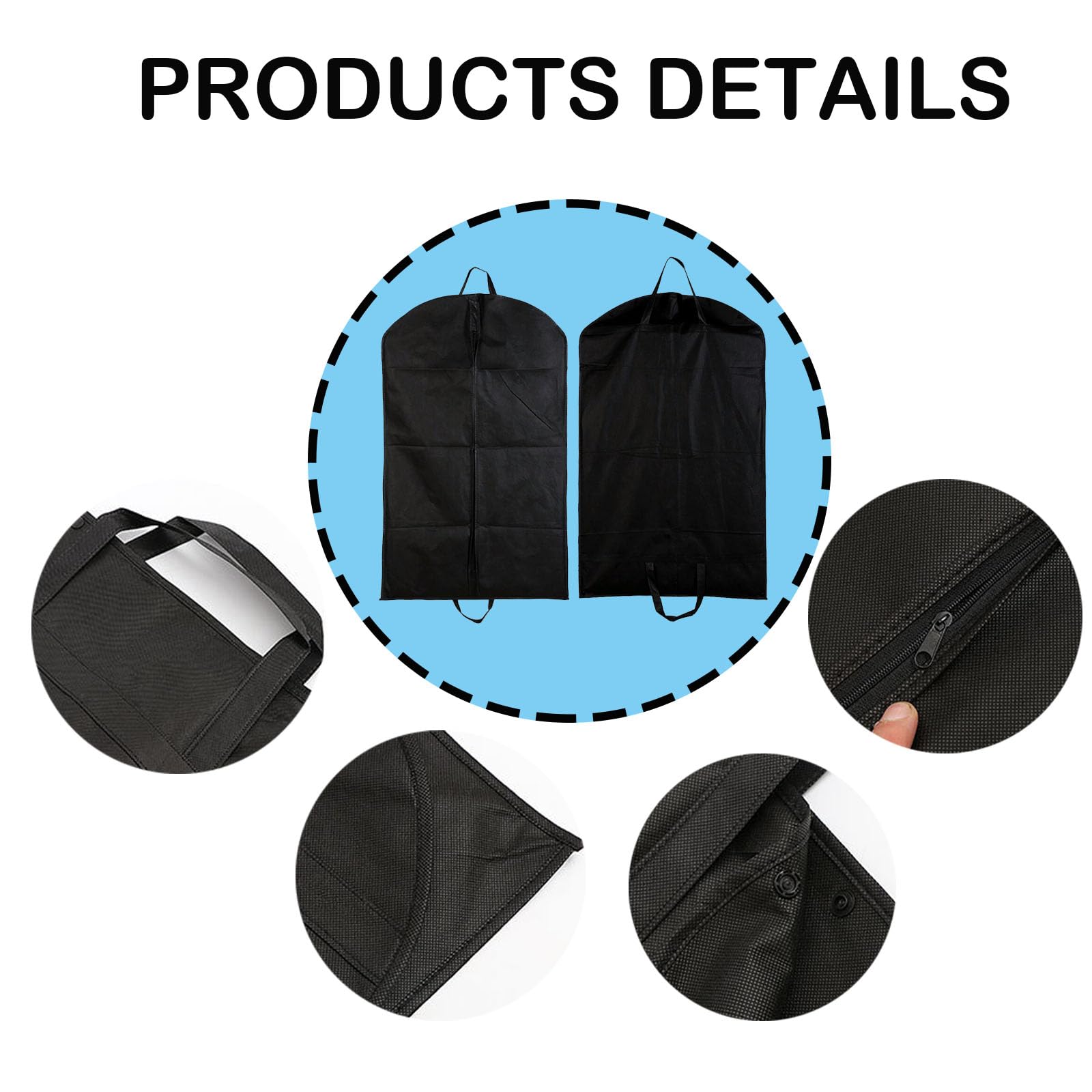 2Pcs Suit Bag,Black Suit Carriers for Men for Travel,Which Dust Cover and Reusable for Suits and Coats,Zipper Garment Bag,Breathable Suit Bag Perfect for Travel or Home - Image 3