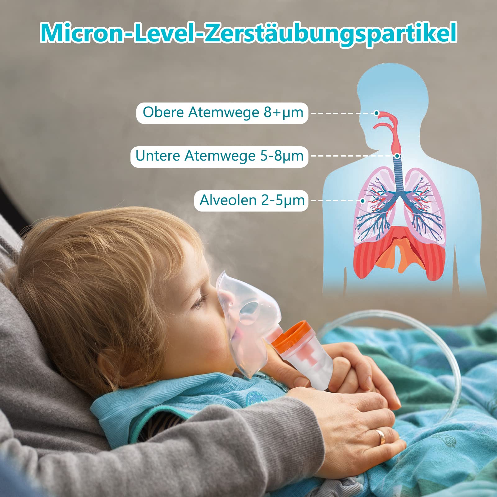 Nébuliseur à Compresseur,Ultrasonic Inhalateur Vapeur à affichage numérique LED électriques Aérosol Portable Nébuliseur Inhalateur,Traitement des Maladies Respiratoires Telles Adultes (Blanc Bleu)