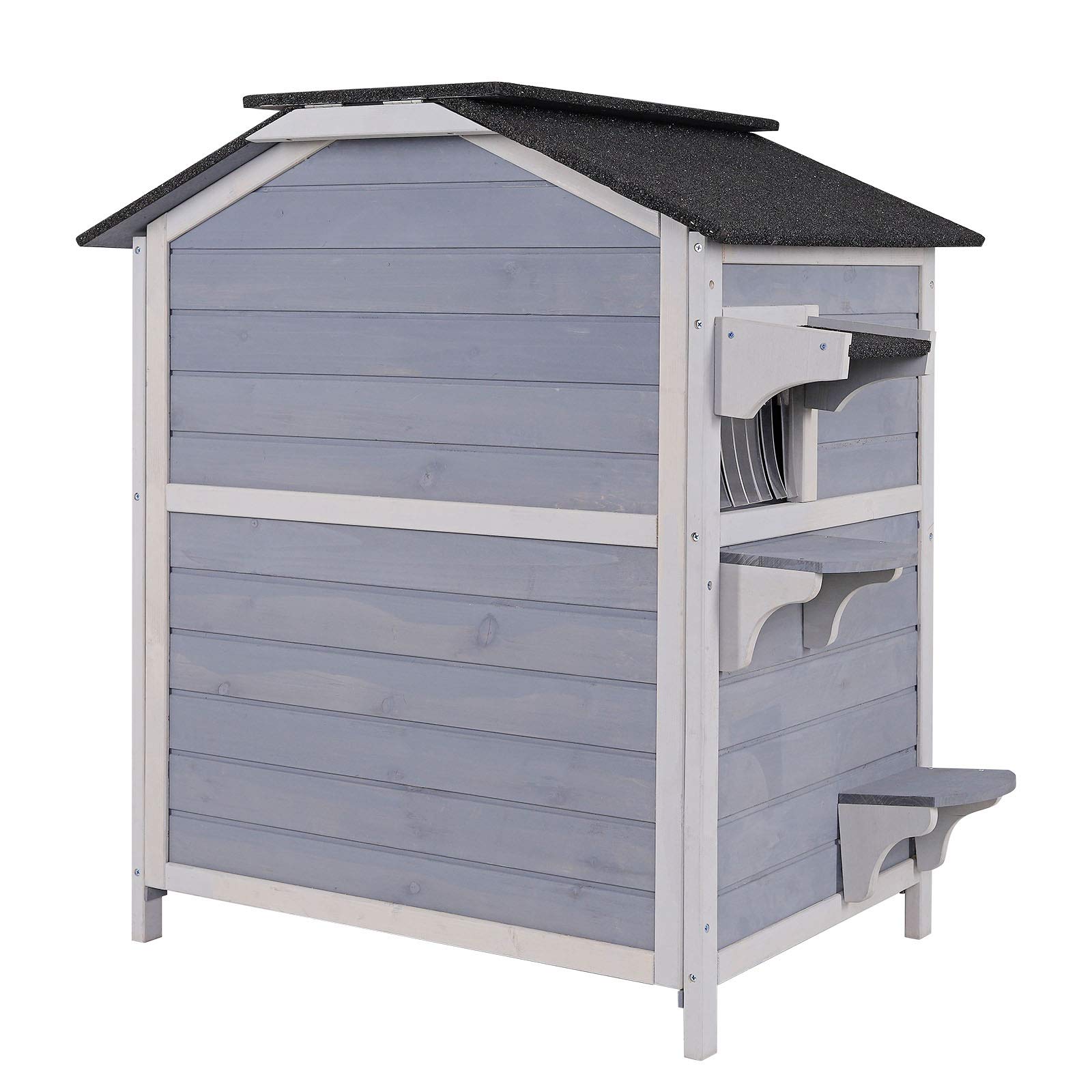 lionto Casa en forma de cueva, Villa para gatos, cabaña 80x55x90 cm, recinto Gris