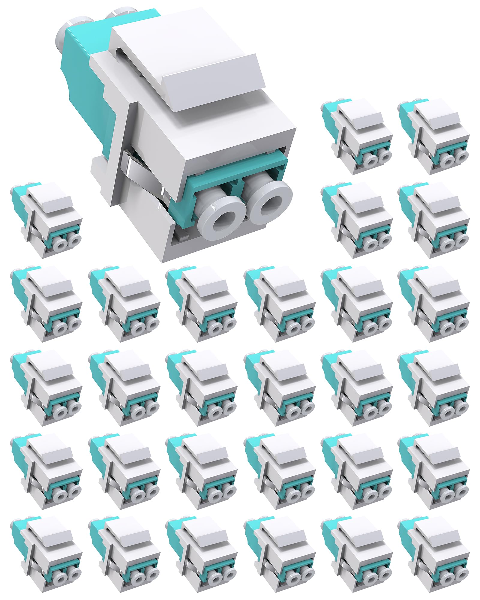 Lot de 30 coupleurs de fibre optique LC/UPC Keystone Jack, adaptateur de fibre optique duplex LC vers LC multimode pour panneaux de brassage et plaques murales