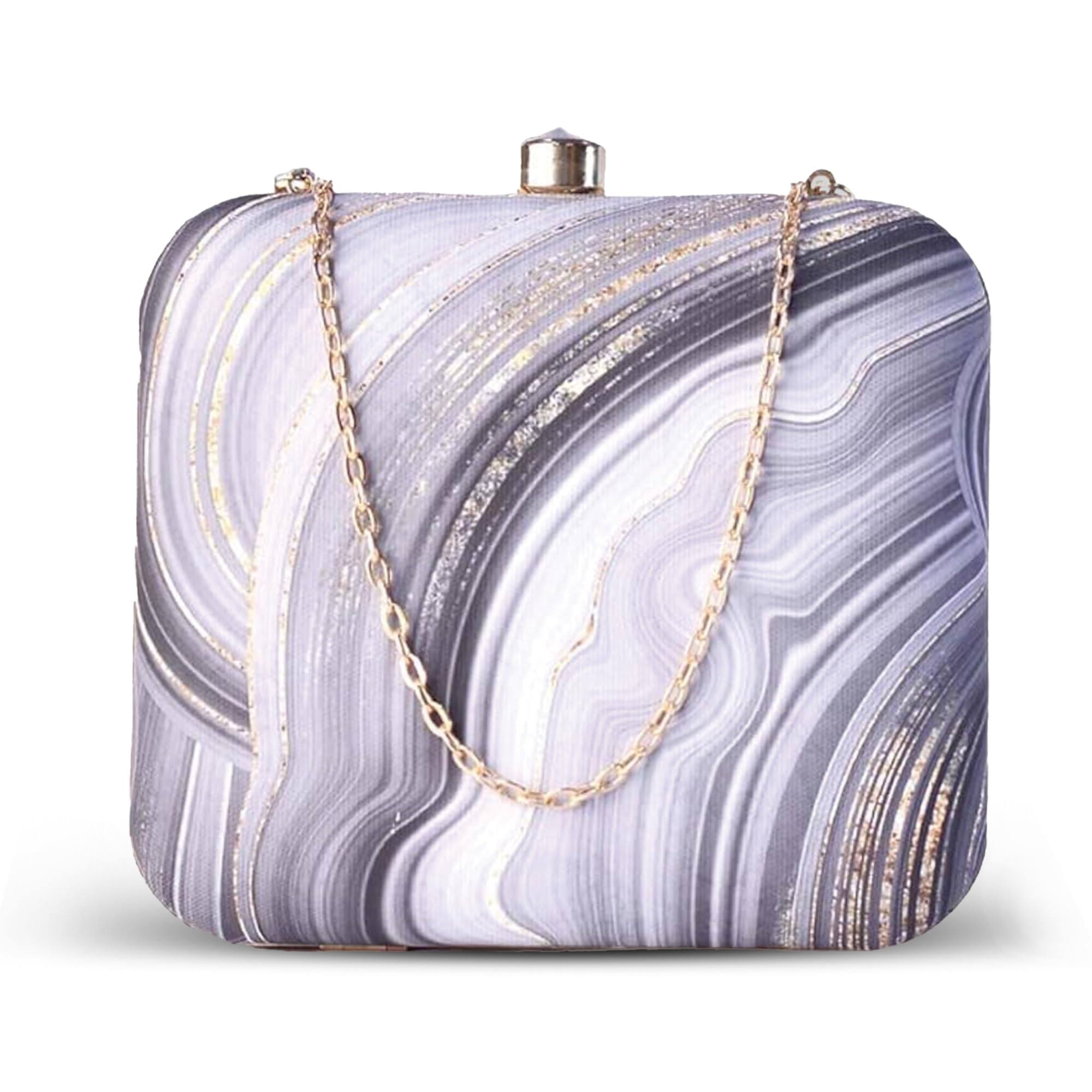 artklim Black Marble Printed Art Clutch Bag For Women With Detachable Chain Strap-picture-17