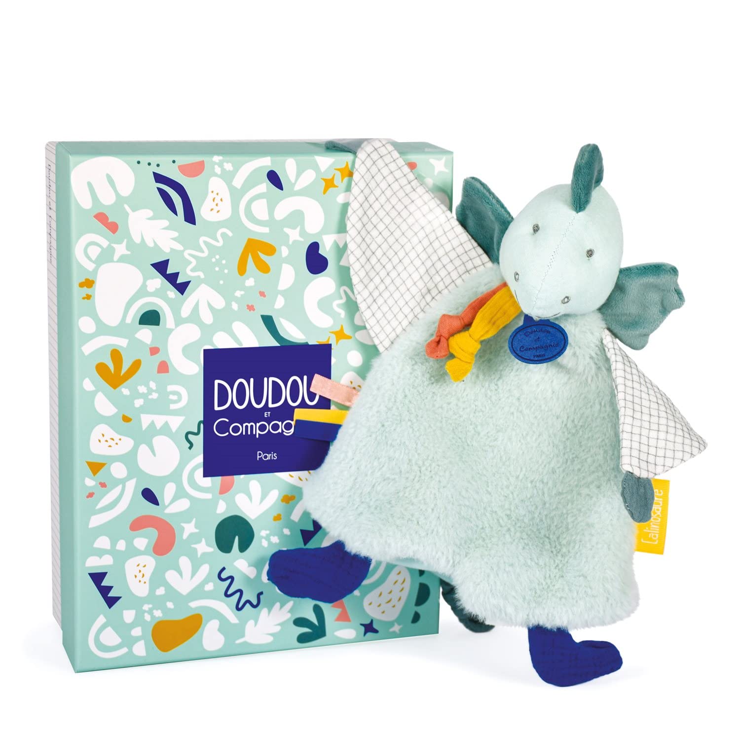 Doudou et Compagnie - Doudou Dinosauro - Doudou piatto - Verde - 25 cm - Les CalINOSAURES - DC3938