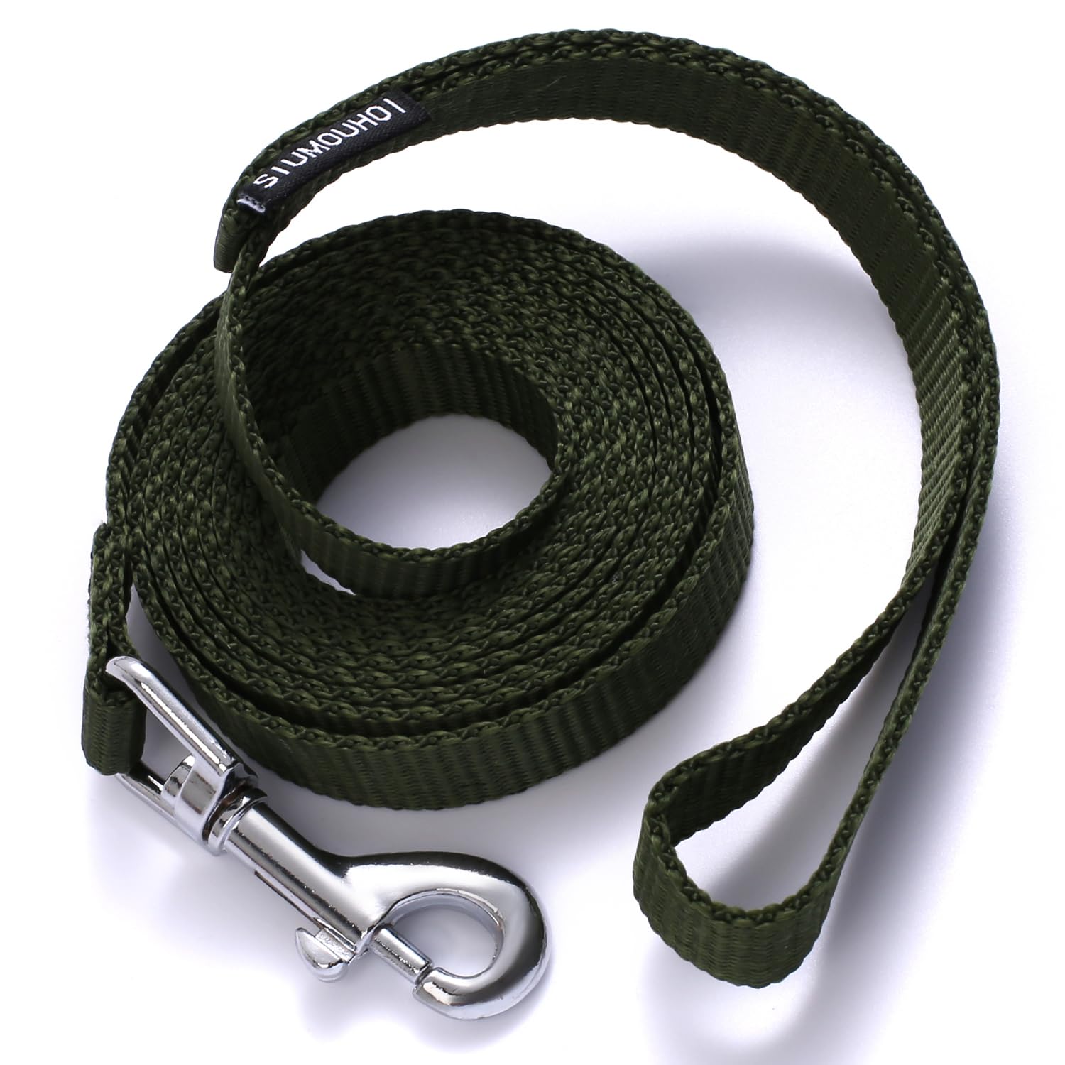 Siumouhoi 180cm Traditional Style Dog Leashes, Strong Collar Hook, for Small Medium and Large Dogs (Military Green, 180cm x 1.5cm)