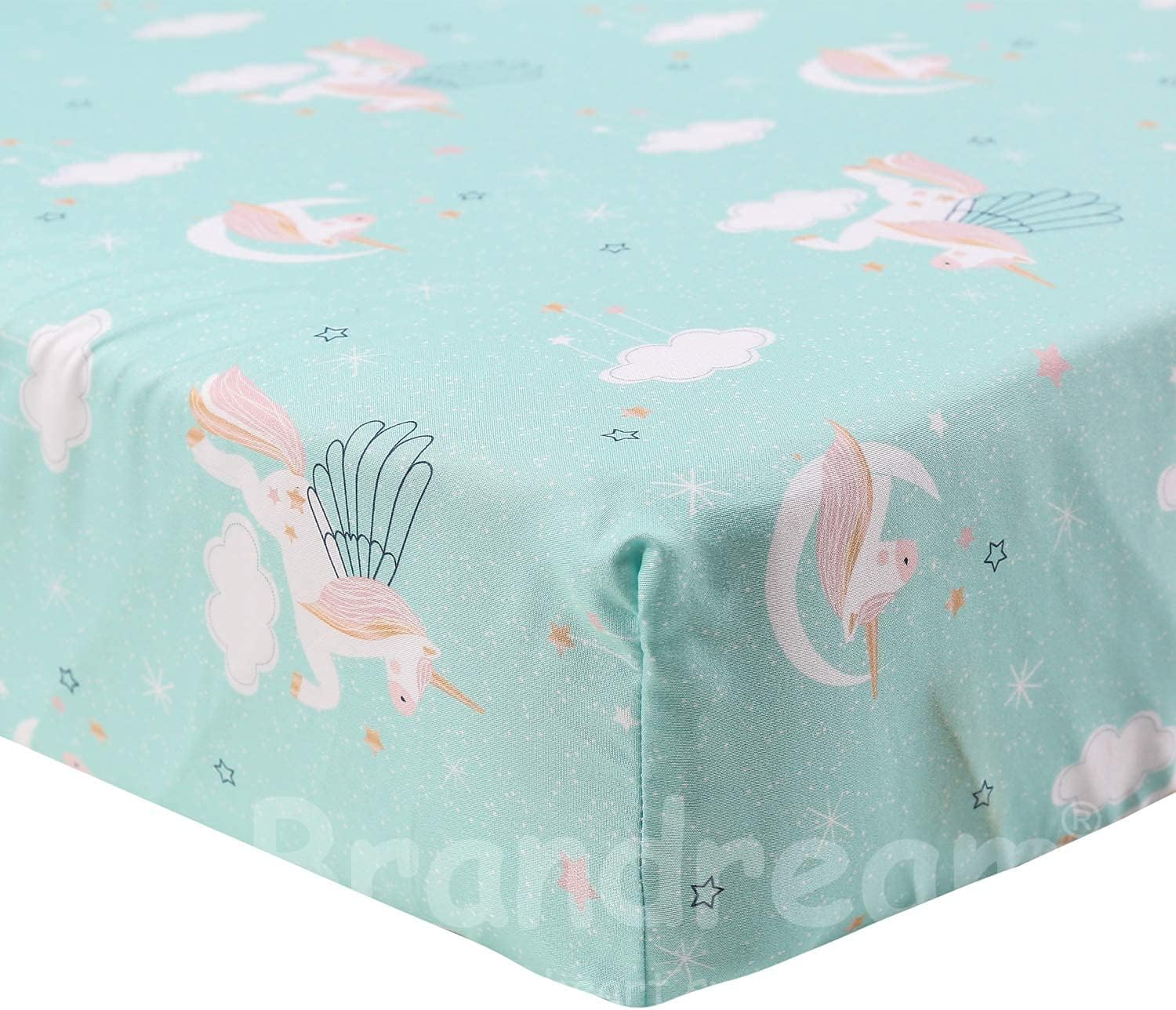 Brandream Neutral Nursery Bedding Unicorn Crib Baby Bedding Dreamy Moon Cloud 6 Piece Comforter Quilt Set,Green Mint : Baby