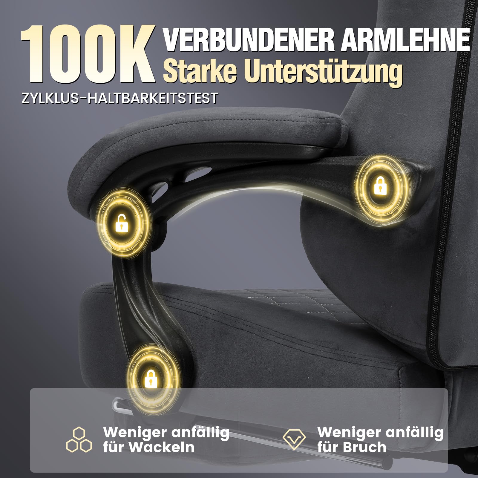 GTPLAYER Ergonomiczne krzesło gamingowe z tkaniny, obciążenie do 150 kg, regulowane i obrotowe, z poduszką do siedzenia sprężynową i podnóżkiem, kolor szary