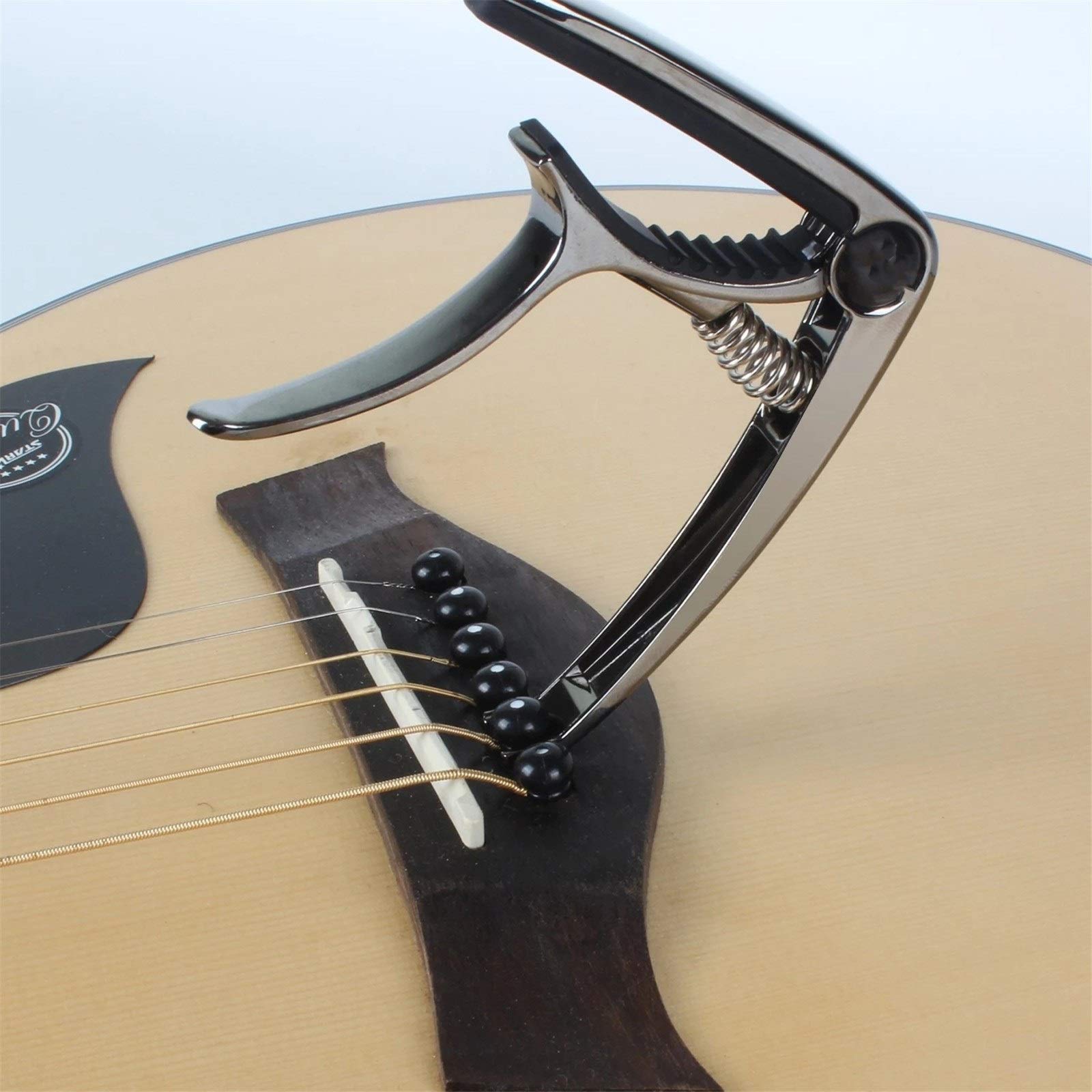 BAtlam Cejilla para Guitarra acústica Abrazadera de cejilla de Guitarra de aleación de Aluminio Abrazadera de Cambio rápido (Color : Silver, Size : One Size) (Black One Size)