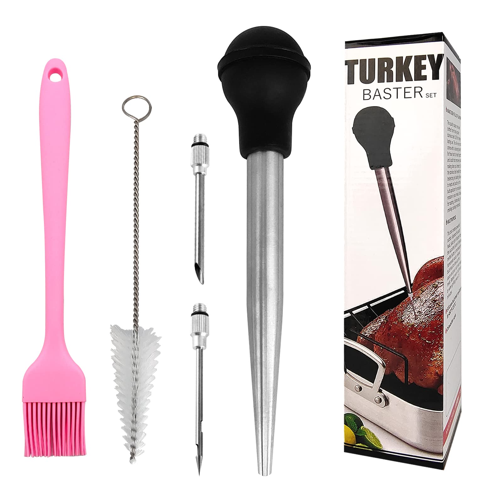 Stainless Steel Turkey Baster Baster Syringe for Cooking, Meat Injector Syringe