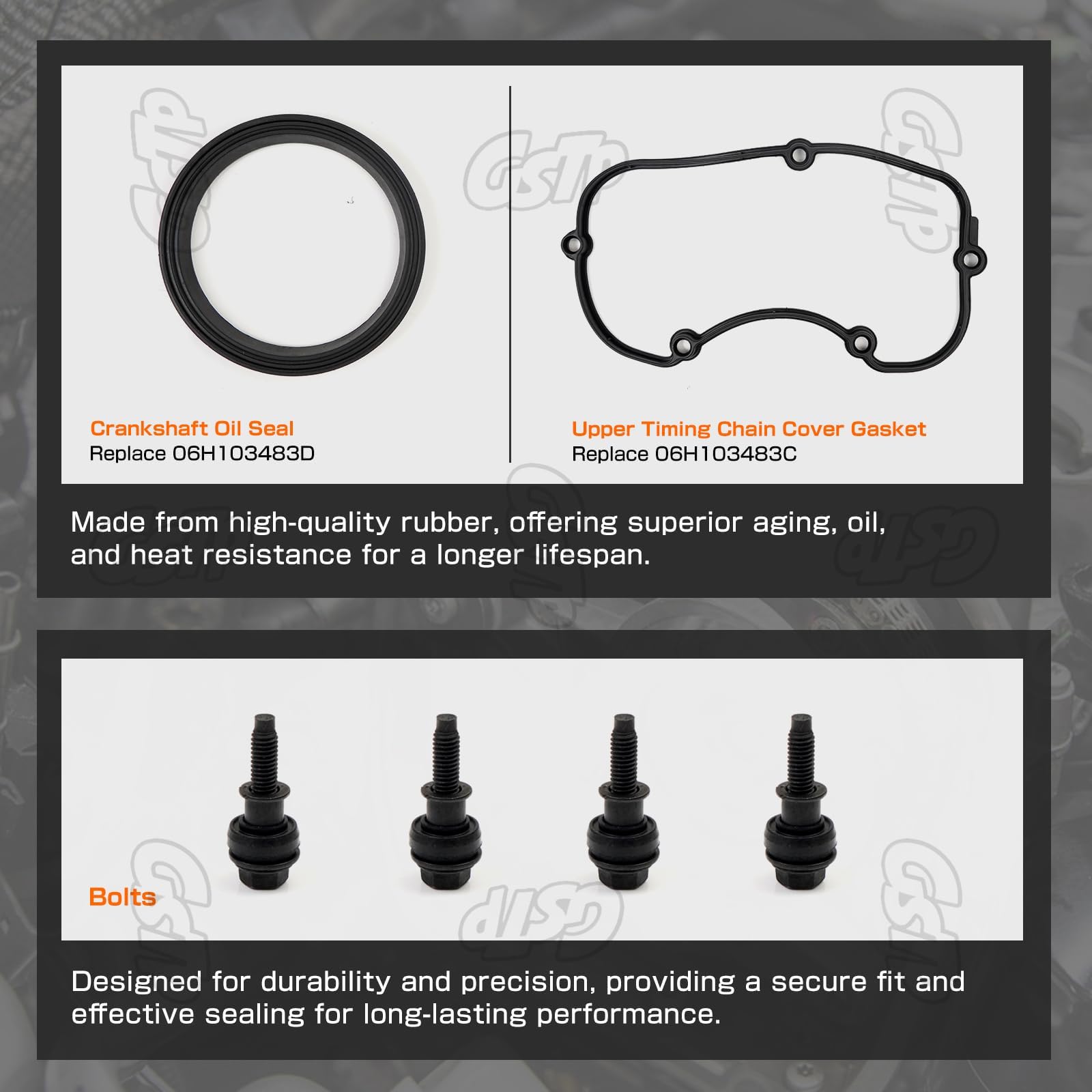 Upper & Lower Engine Timing Chain Cover For Audi Volkswagen 2.0T - Replaces 06H103269C 06H103269G