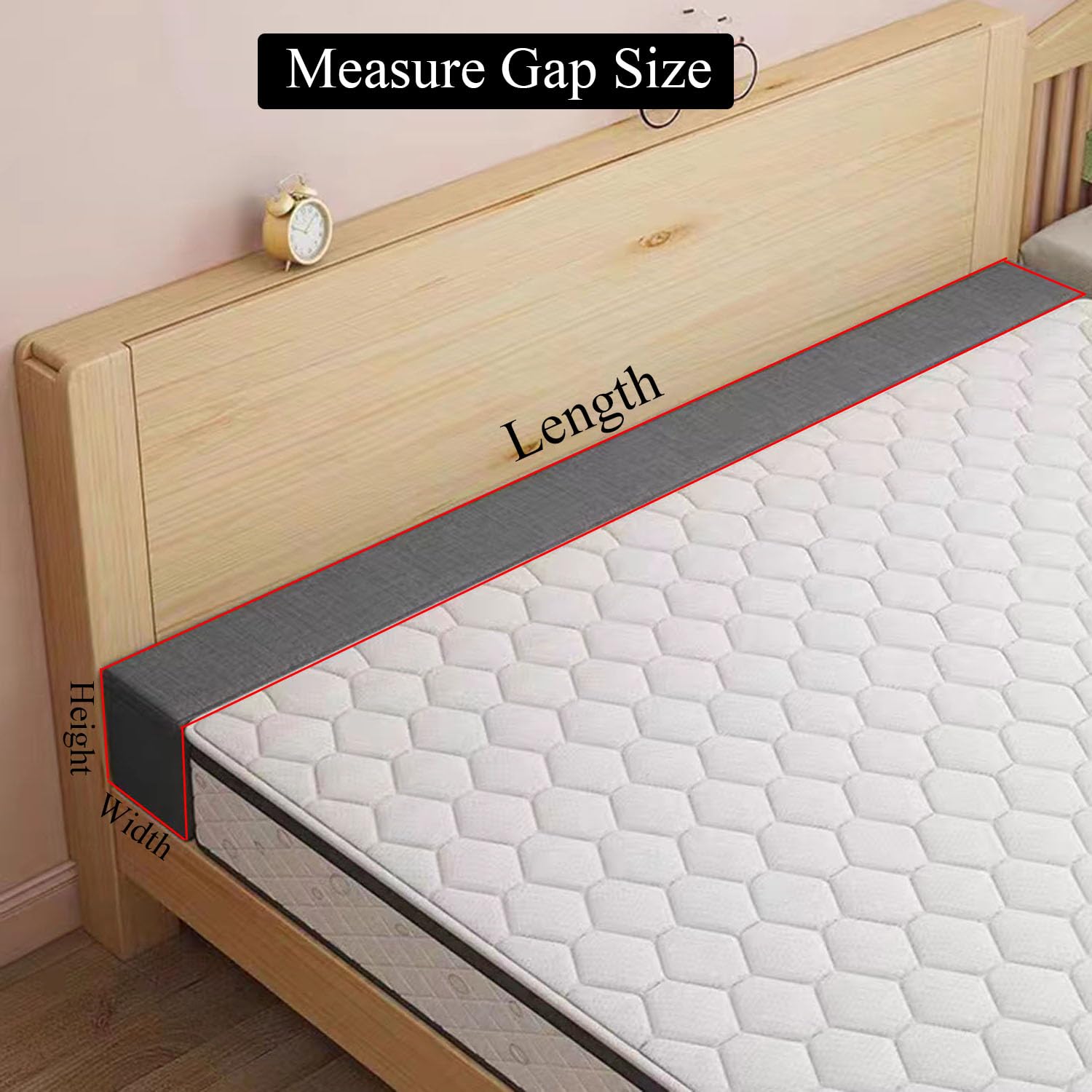Bed Gap Filler for Headboard Space Filler Bed Crack Pillow Stopper Wall Side Mattress Extender Memory Foam Mattress Gap Filler Full Size Bed 54x6x12 Inches