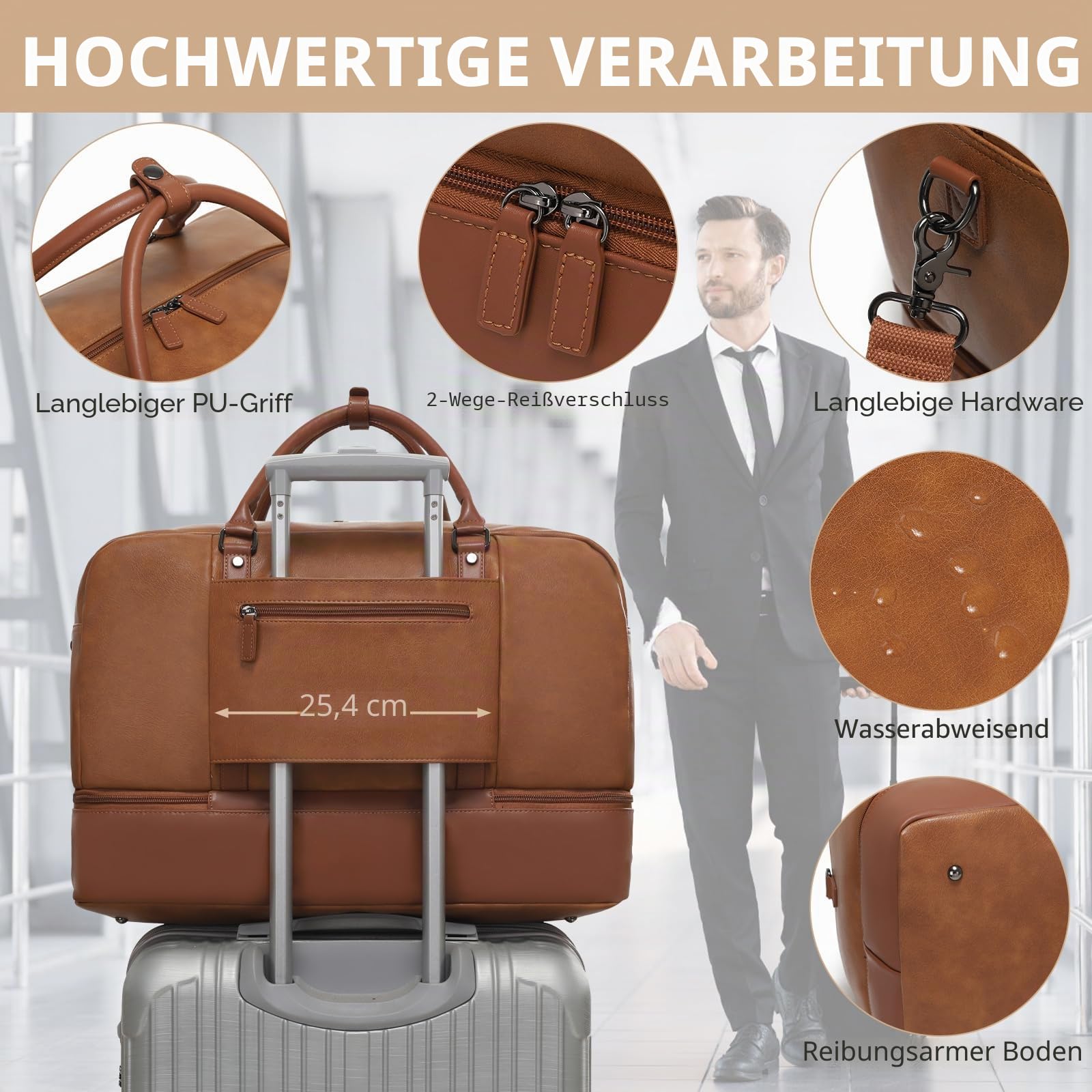 Wogarl Weekender Bag für Damen und Herren, große Übernachtungstasche, Reisetasche