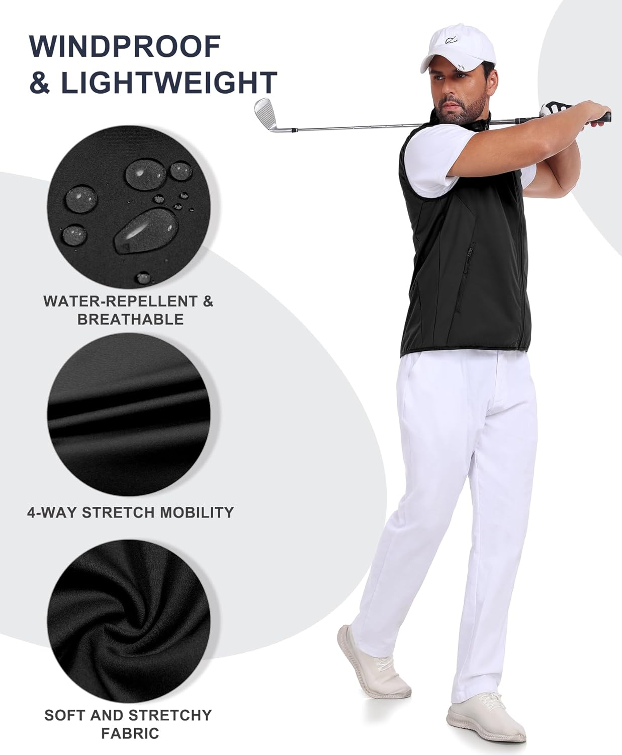 Little Donkey Andy Men's Water-resistant Outerwear Vests, Stretch Windproof Vest for Cycling, Running, Golf - Image 5