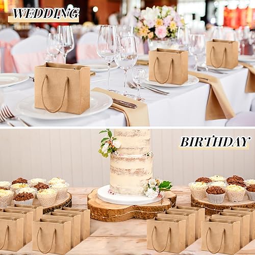 Miniatura 7 de mauproy Paquete de 24 mini bolsas de regalo, bolsas de papel de 4.7 x 3.9 x 2.4 pulgadas con asas, pequeñas bolsas de regalo para regalos de