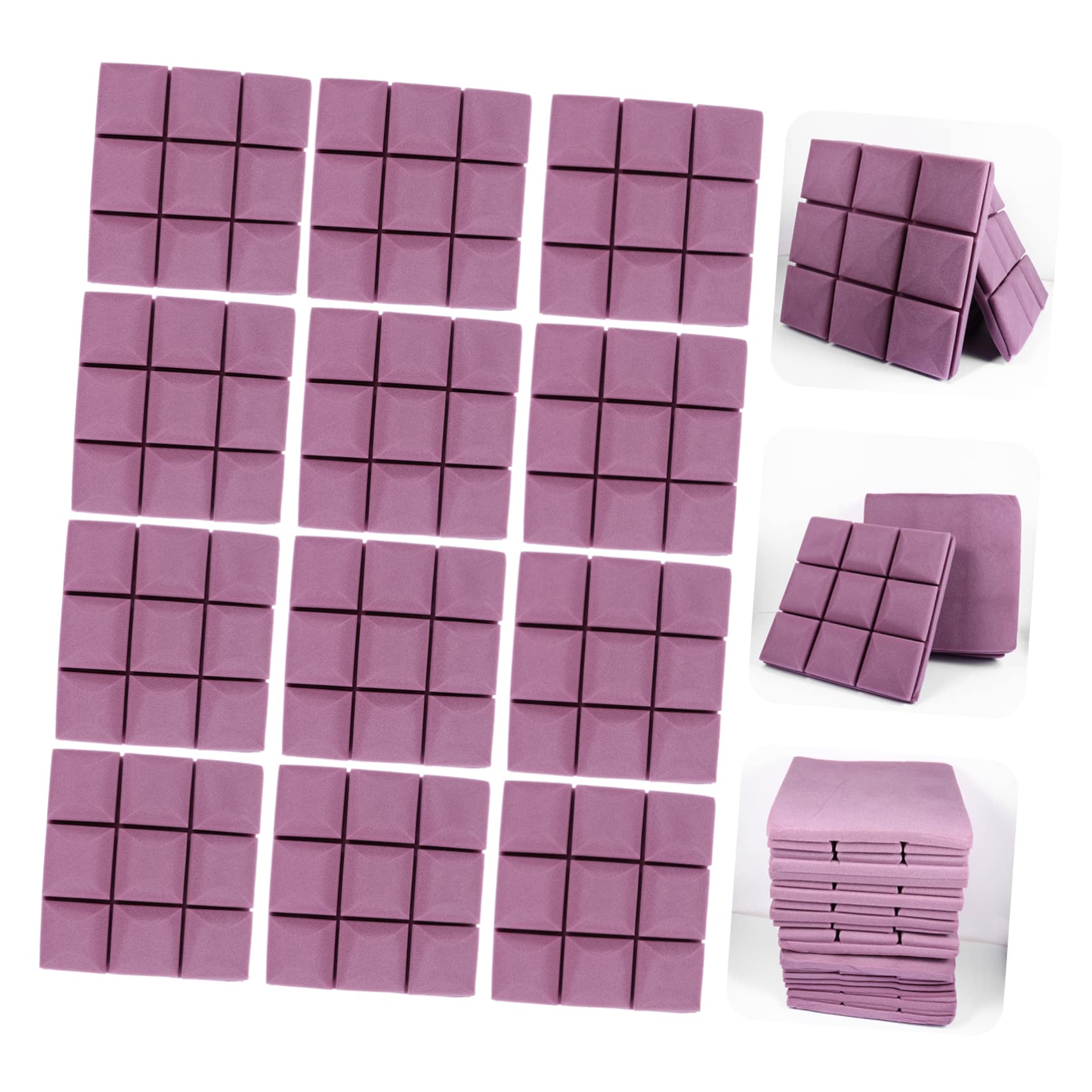 12 Akustikpaneele Schallabsorbierende Wandfliesen Lila für Räume | Gummi Kunststoff, 12 Stück-pack, für Kleine und Mittlere Zimmer Sowie Fitnessbereiche, Klare Sprachaufnahme