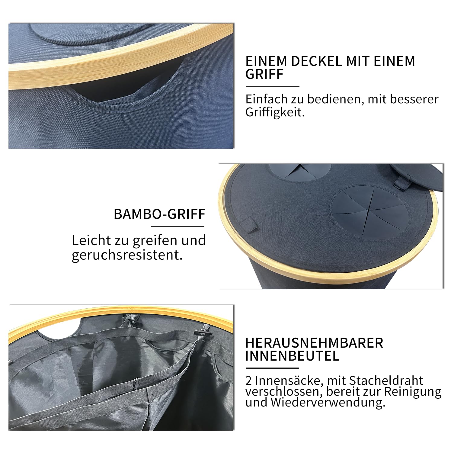 Contenitore Per Bottiglie Da 120L Con Borsa Interna Estraibile E Coperchio Con Foro – Organizzatore Per Vuoti A Rendere In Cucina - 4