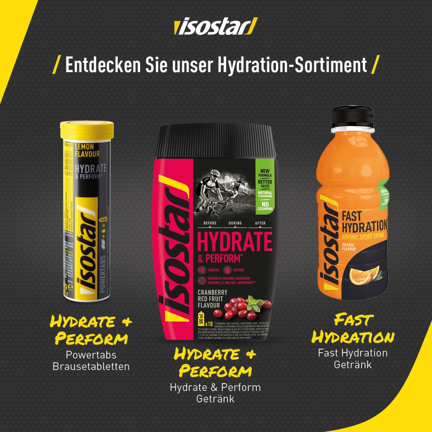 ISOSTAR – Hydrate & Perform Cranberry Rote Früchte – Isotonisches Sportgetränk mit Energie, Elektrolyten & Vitamin C/B1 – Für Laufen, Radfahren & Trail – 1,5 kg
