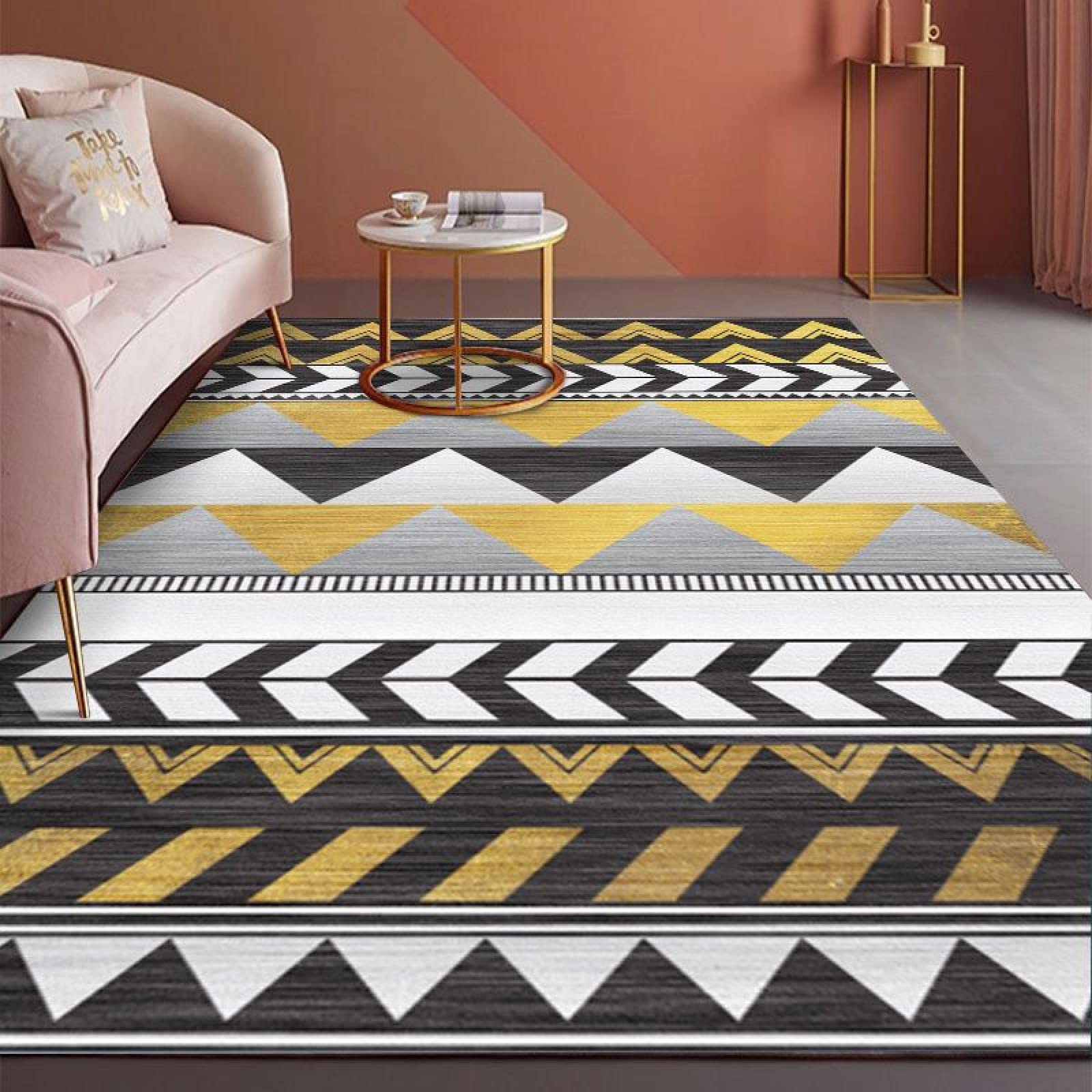 Tapis abstrait moderne antidérapant idéal pour chambre à coucher