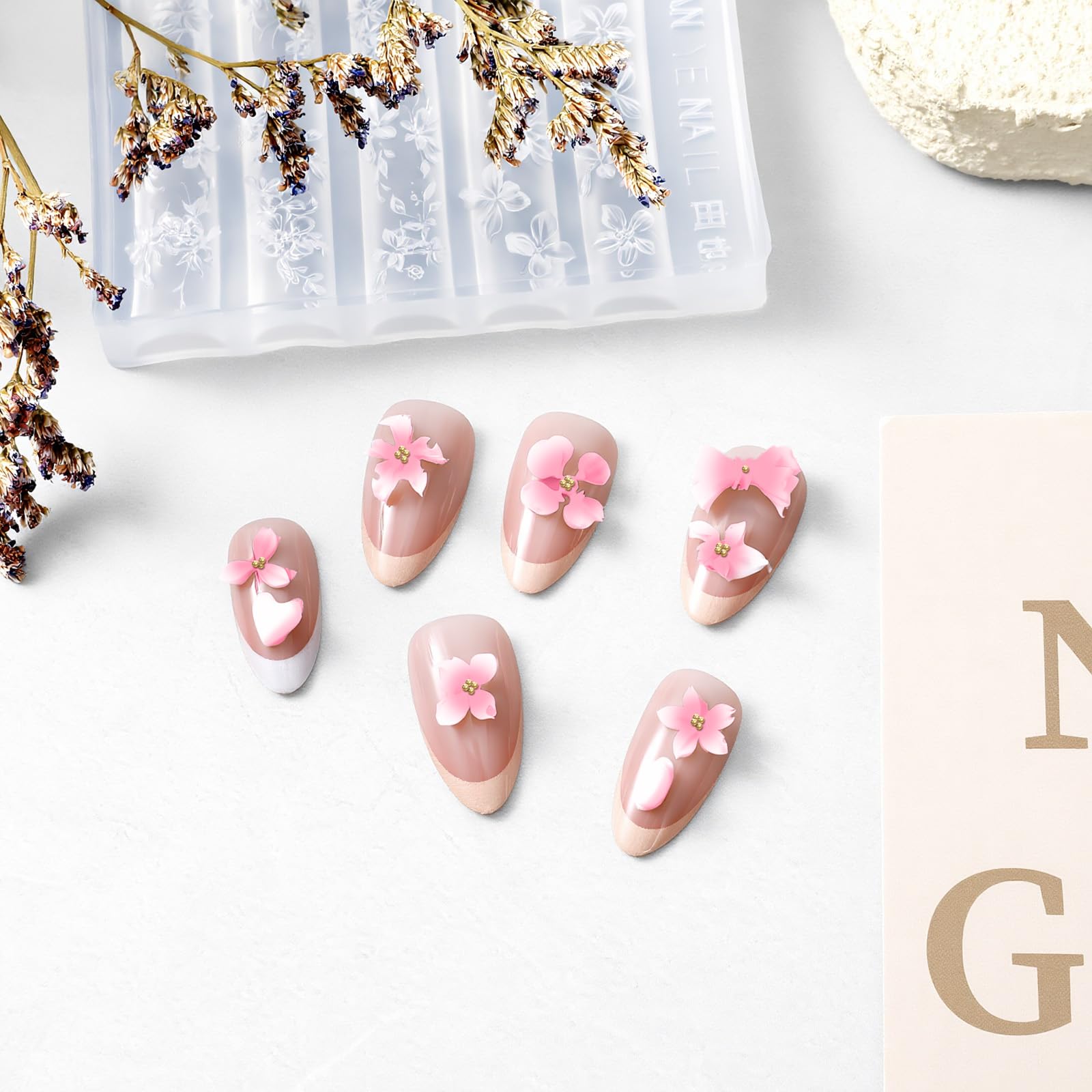 3 SZTUK 3D Kwiaty Nail Formy Silikonowe Flowe Nail Art Formy Rzeźba Szablon Wiosna Lato Kwiatowy Paznokcie Forma Projekt DIY Kwiat Charms Na Akcesoria Narzędzia Silikonowe Sztuka