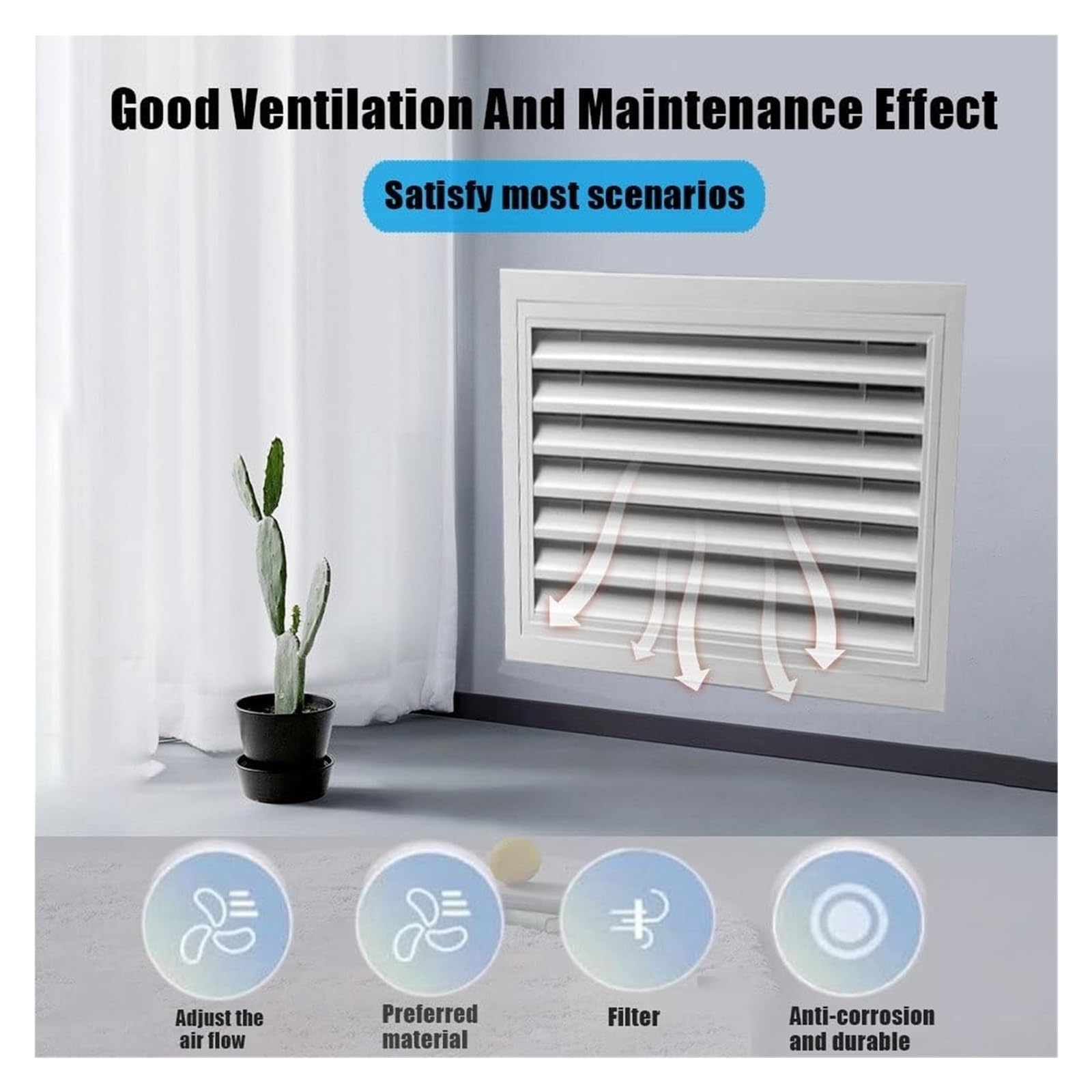 Cubierta de ventilación de Retorno de Aluminio de Alto Flujo de Aire de 38x38 Pulgadas con Rejilla de Lamas y diseño de bisagra con Filtro para la ventilación de la Pared del Registro de Air