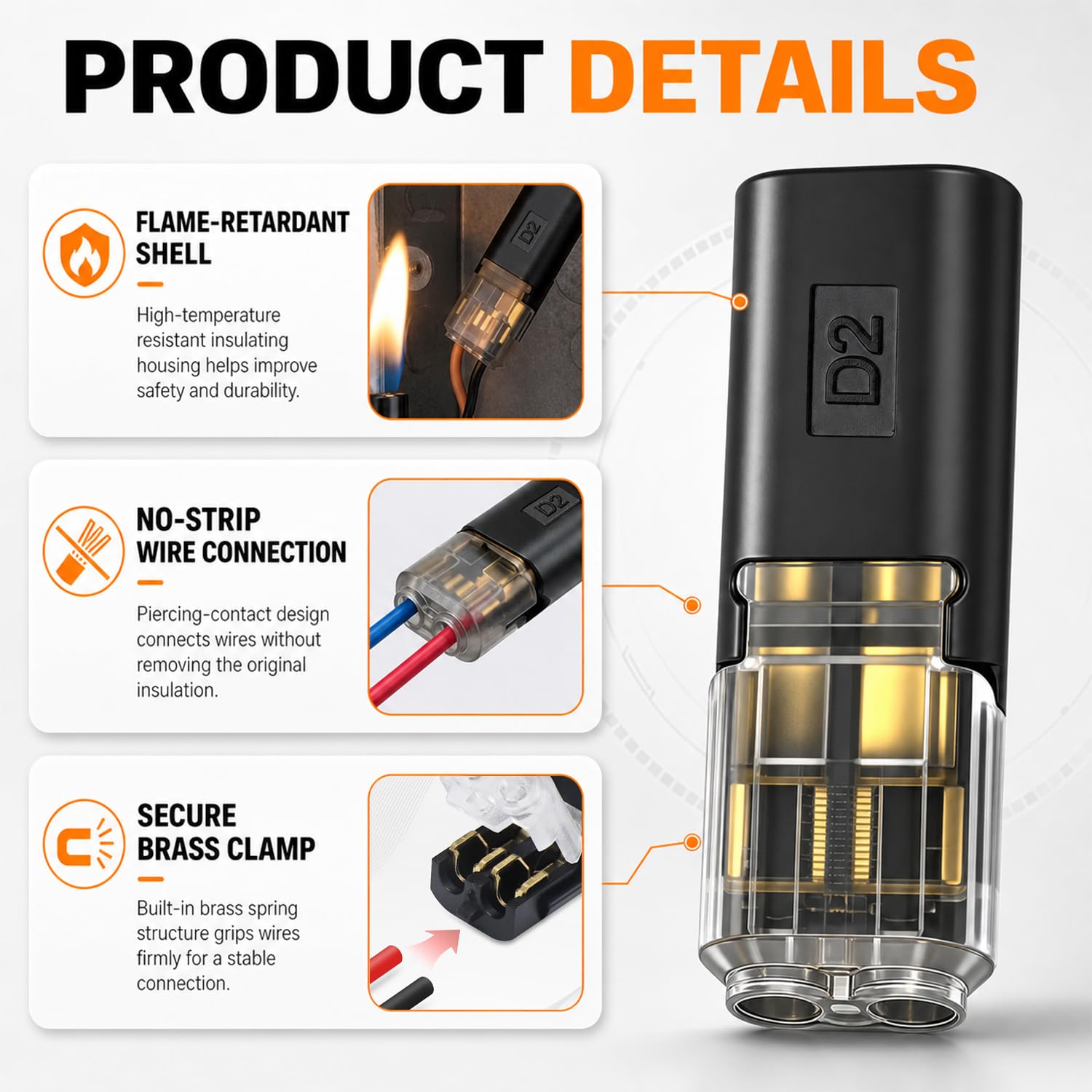 Connettori Rapidi Elettrici 60 Pezzi 18-22 AWG per Cavi Auto LED