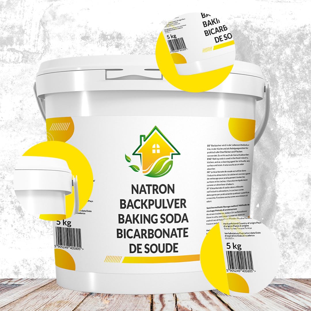SOLUP Natron Pulver 5 kg Eimer | Lebensmittelqualität E500ii NaHCO3 | Natriumbicarbonat 99% | vegan ohne Zusätze | HACCP Werk | Vorratseimer wiederverschließbar | CAS 144-55-8