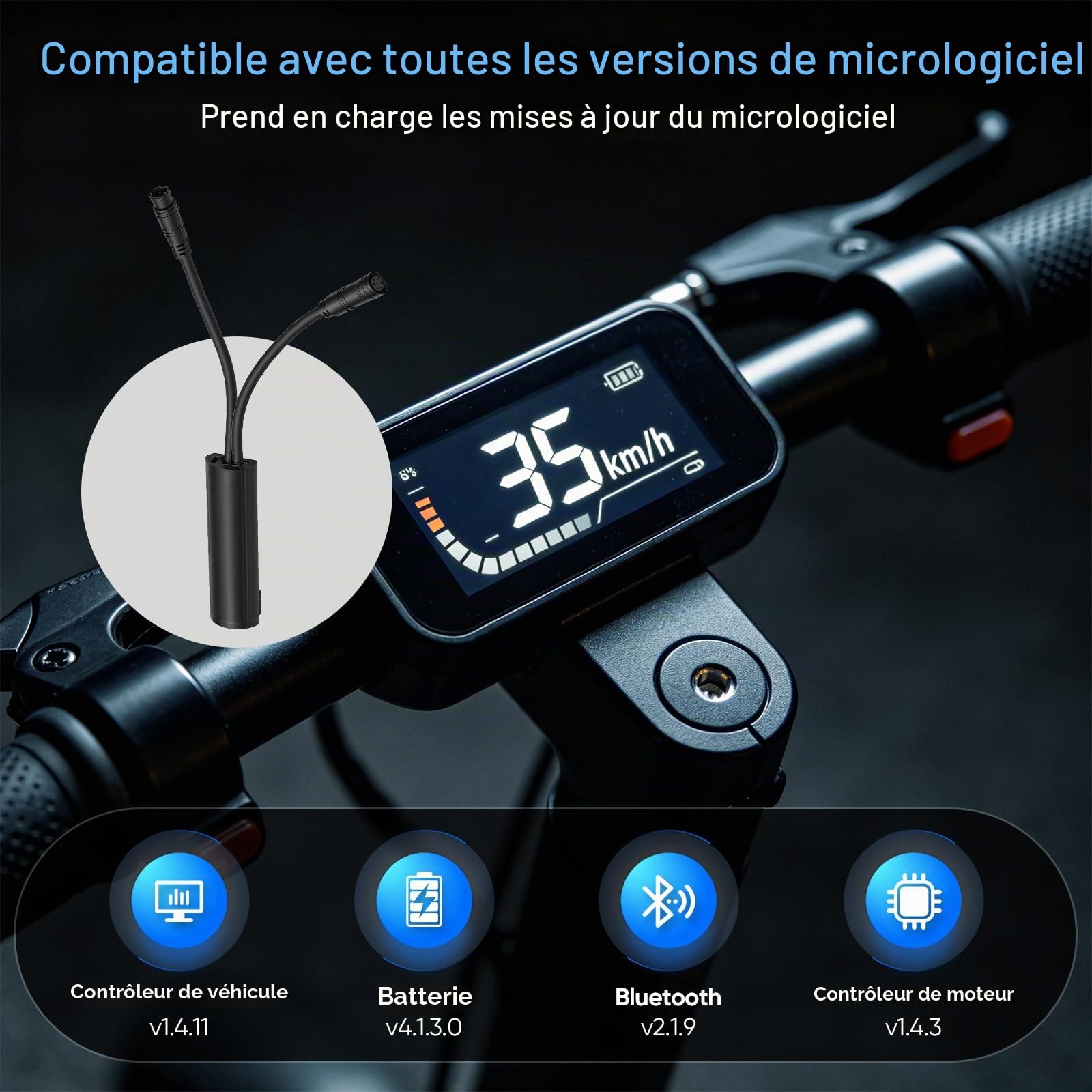 Puce De Réglage, Câble Déverrouillage pour Trottinette électrique Segway Ninebot ZT3 Pro D Amélioration La Vitesse Jusqu'à 40 Km/H La Vitesse sans Charge Bouton Déverrouillage Rapide