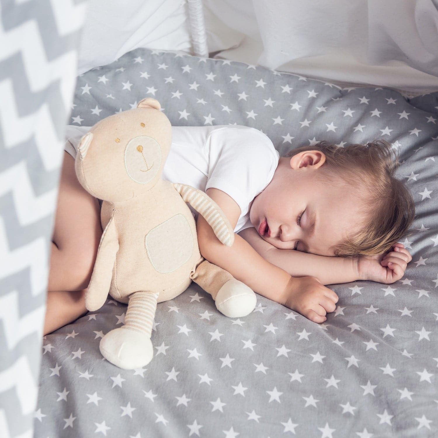 For Your Little One Grey With White Star Cot Fitted Sheets Compatible With Obaby Mattress 120X60cm - Pack Of 2