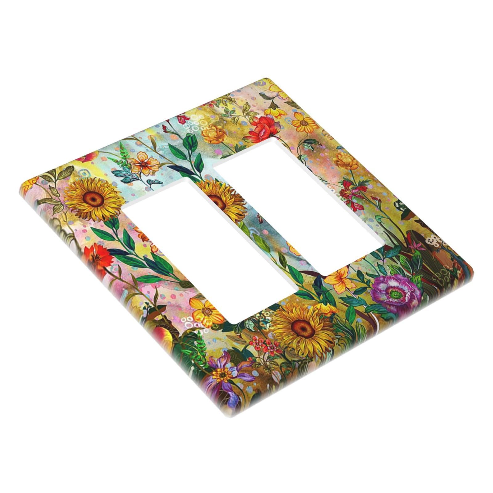 Colorful Sunflower Wall Plates - Decorative Light Switch Covers -3 Colorful Sunflower Wall Plates - Decorative Light Switch Covers -3