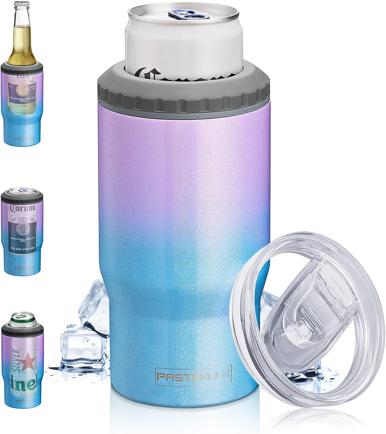 12 oz Slim Can Cooler Beer Bottle Keep Cold 4 in 1 Insulated Freezable Can Holders for Beer Stainless Steel Beer Bottle Holders: Home & Kitchen