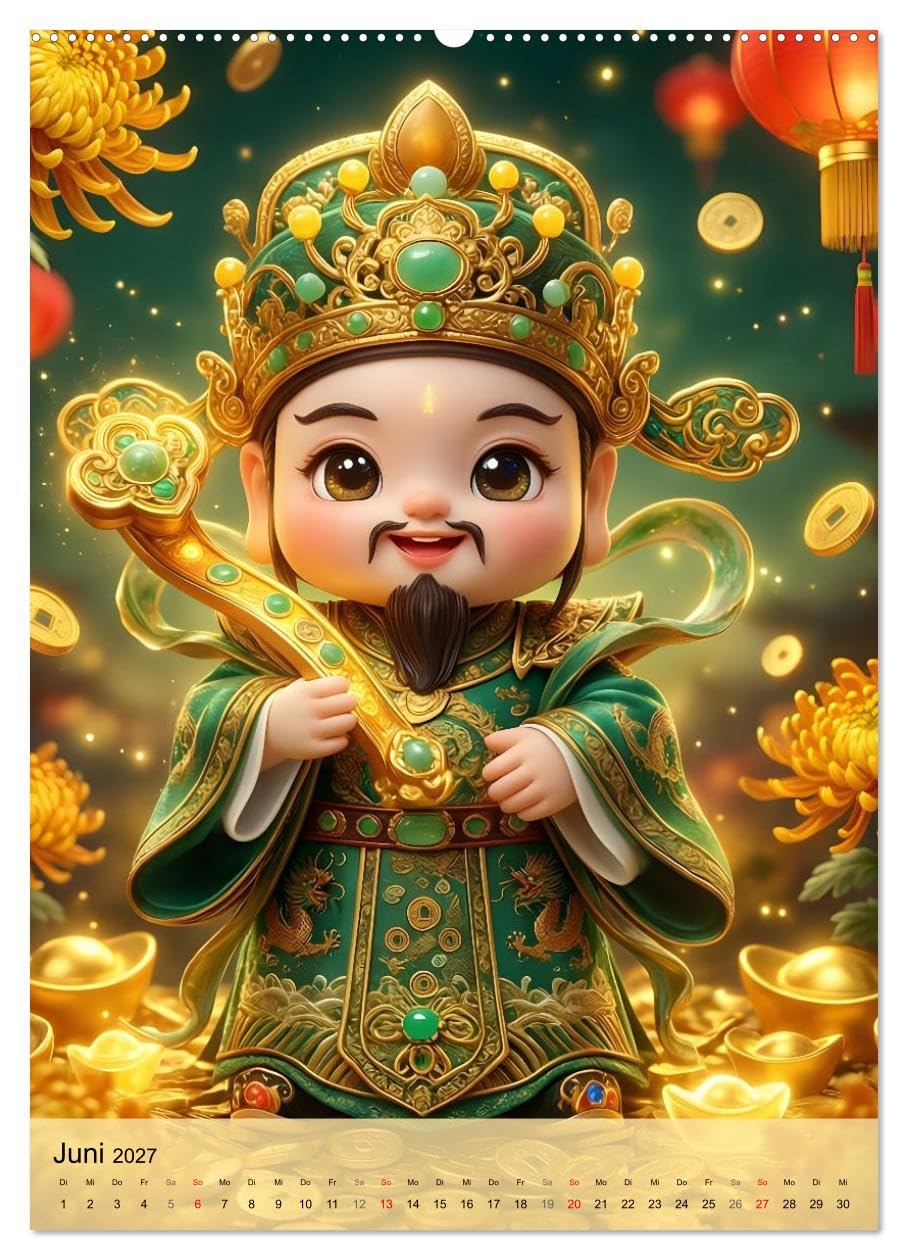 Kleine Götter, große Magie (Wandkalender 2027 DIN A2 hoch), CALVENDO Monatskalender: Chinas Sagengestalten als bezaubernde 3D-Figuren (CALVENDO Spass)
