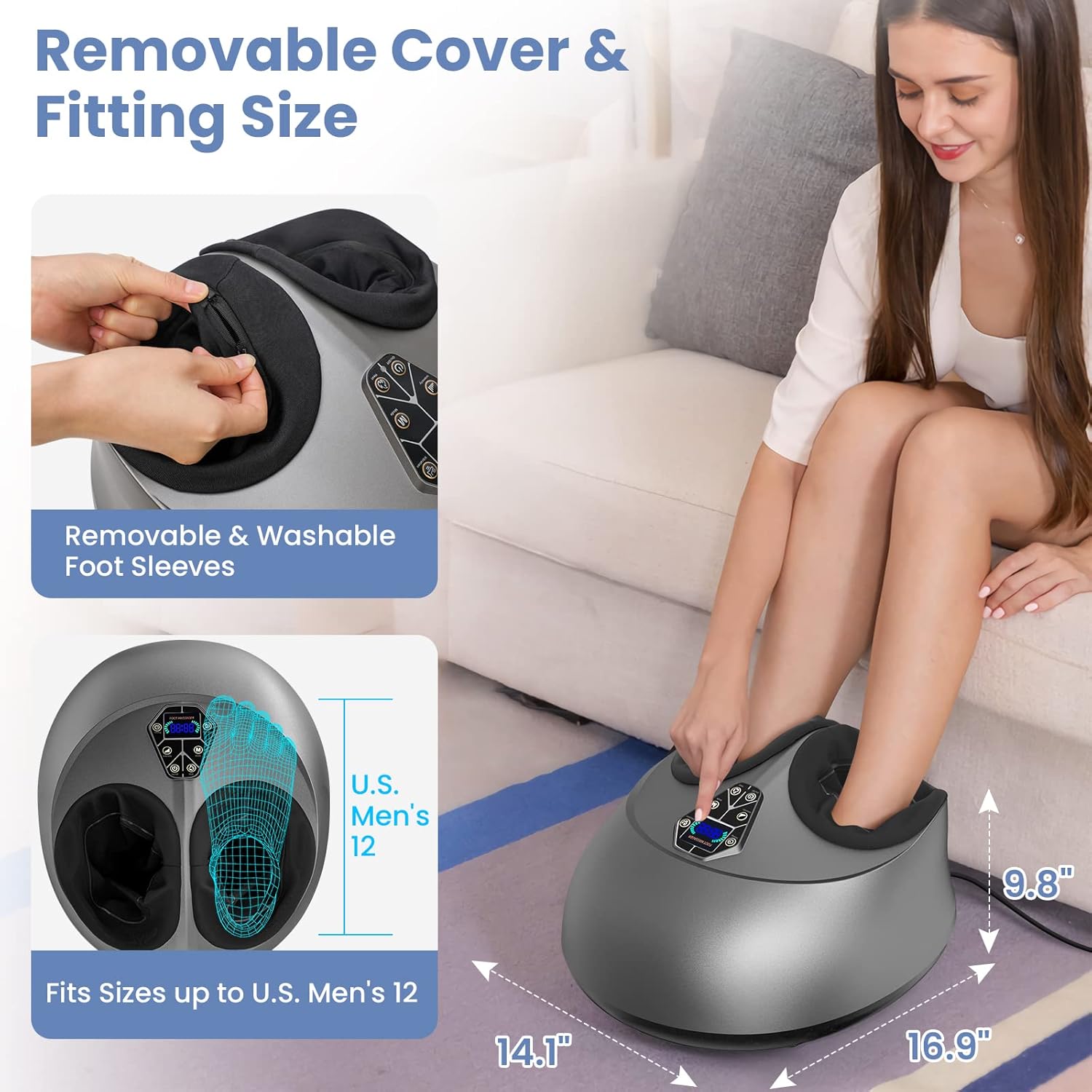 Foot Massager, Kidopp Foot Massager Machine with Heat and Remote, Electric Shiatsu Kneading Foot Massager with Multi-Level Setting, Fits Feet Up to Men Size 12 : Health & Household