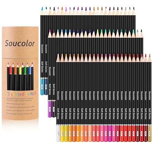 Soucolor 72 Colored Pencils Set - Premium Art Supplies for Kids, Students & Adults - Vibrant Colors, Smooth Writing, Easy Blending and Shading, Perfect for Coloring Books, Sketching & Drawing Pads