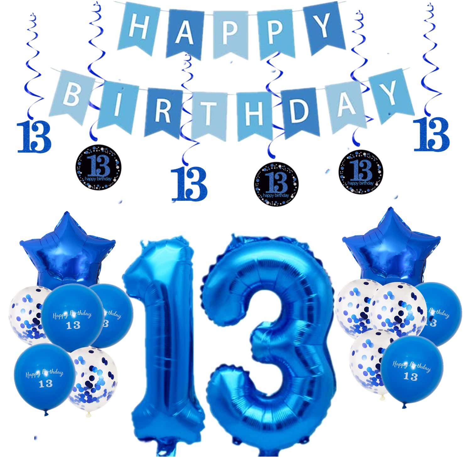 Pargleev 13th Birthday Party Decorations Kit for Kids,13 Balloon Arch & Banner Set, All-in-One Party Supplies, Easy Setup, Perfect for Boys Girls