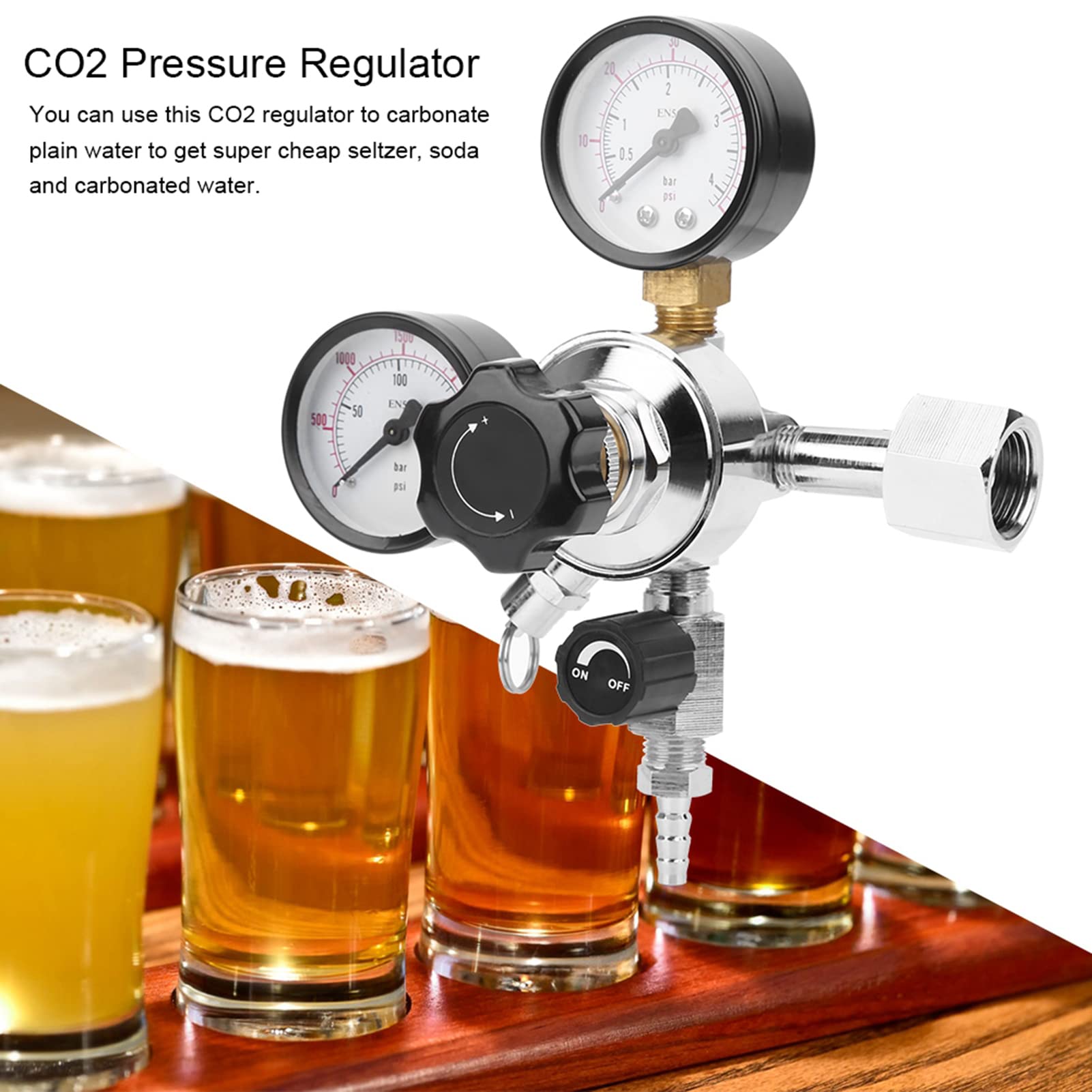 Regulador de Presión de CO2 con Manómetro Doble para Sistemas Dispensadores de Cerveza, Reductor de Barril