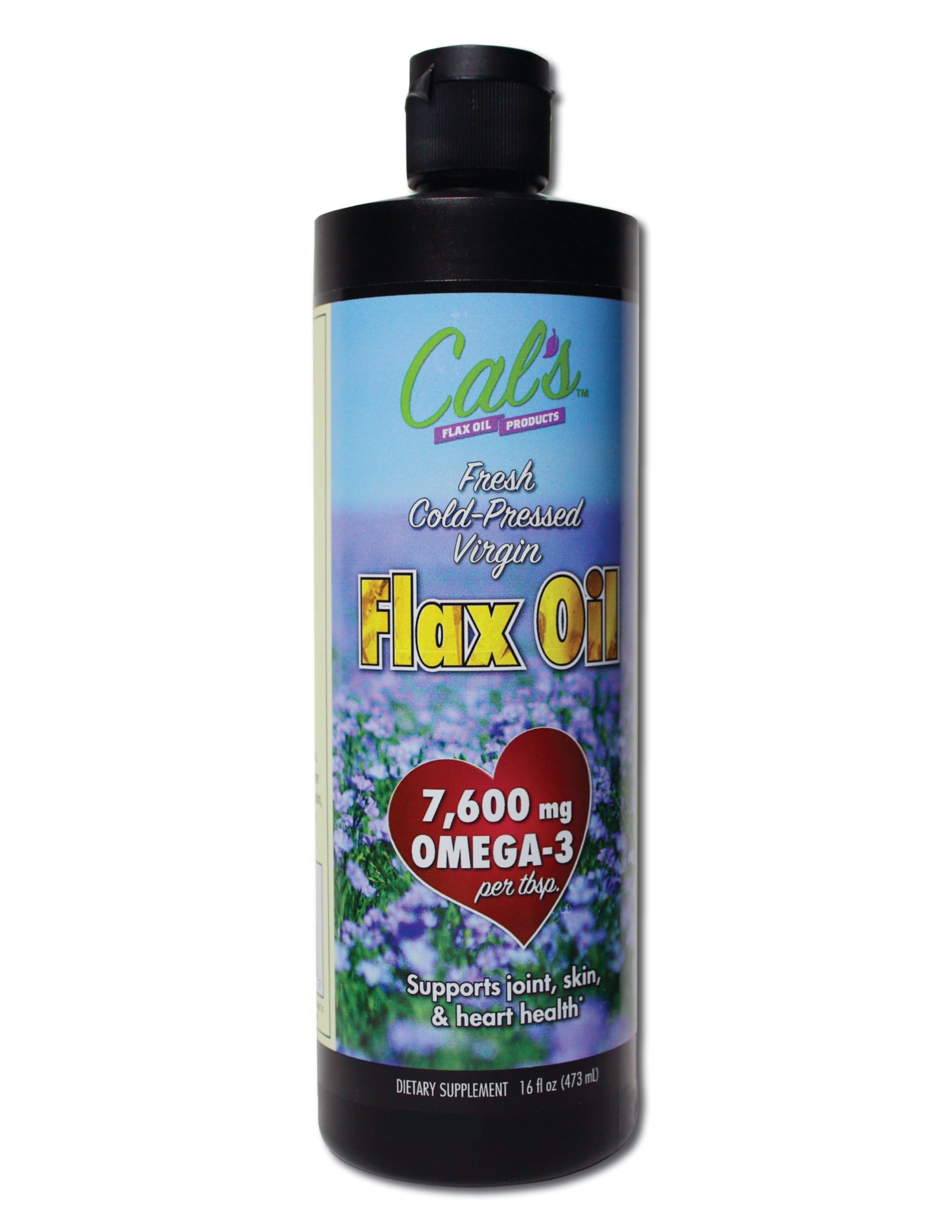 Cal's Flax Oil, Cold-Pressed Flaxseed, High in Omega-3 Fatty Acid, Unrefined Flaxseed Oil, Essential Flaxseed Oil Liquid Supplement for Joint, Skin, and Heart Health Support - 16 oz