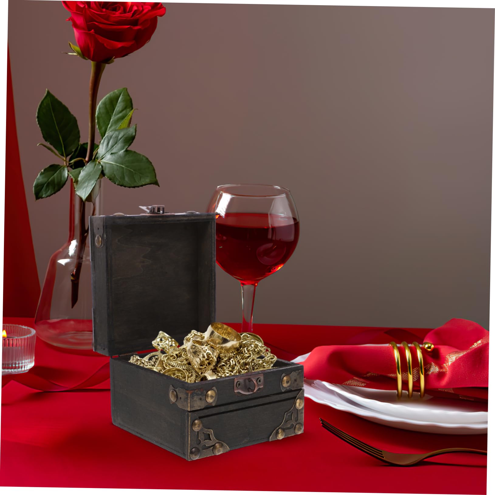 ERINGOGO Wooden Crate Large Jewelry Storage Box Vintage Style Decorative Keepsake Box