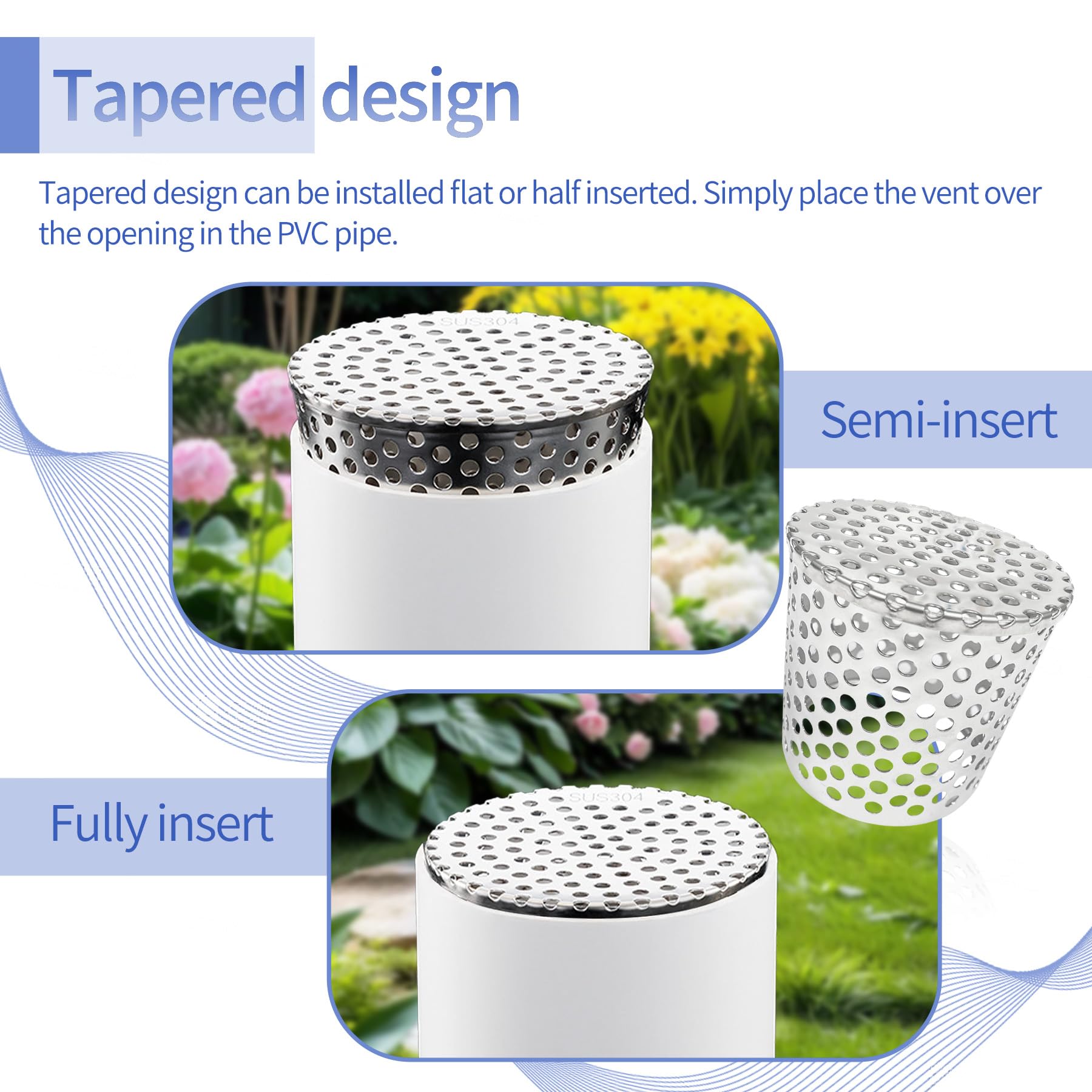 TZEKING 2 Piezas Protectores de Canalón,Protector De Bajantes De 304 Acero Inoxidable,Rejilla Desague Jardin,Tapa Desague Terraza,Cubierta Antihojas para Canalones,Ideal para Tejados y Cobertizos