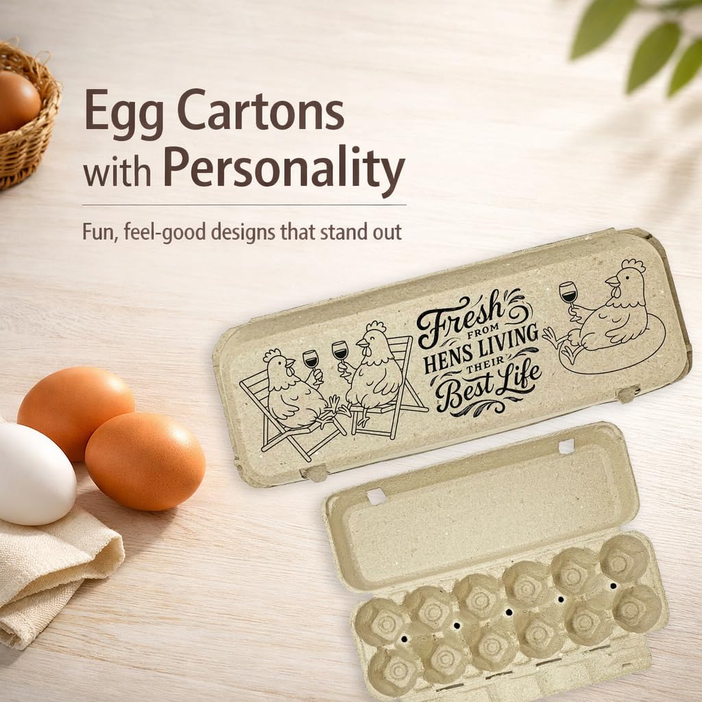Best Life Eierkartons - 50 Stück - Lustiger Eierkarton mit entspannendem Henne Design - Geschenkbare, umweltfreundliche Kartons für Hinterhof-Eier