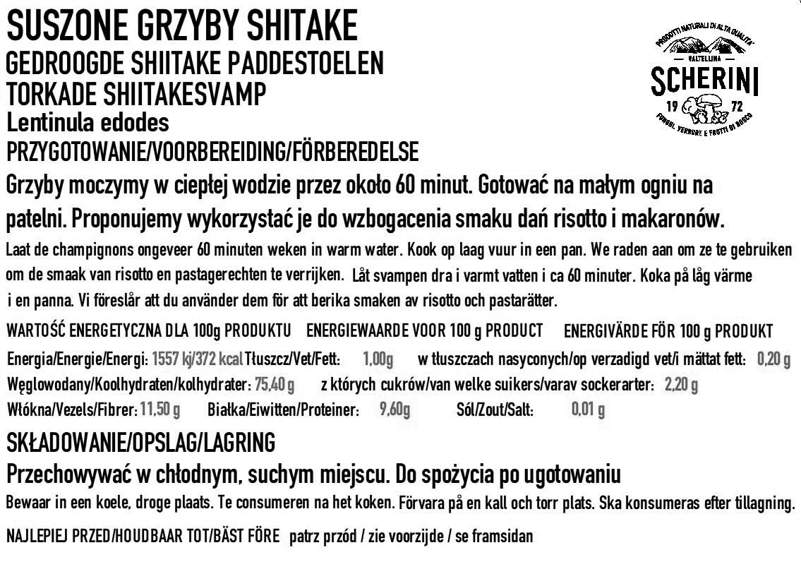 Scherini Valtellina – Lentinula edodes Shiitake deshidratado 70g
