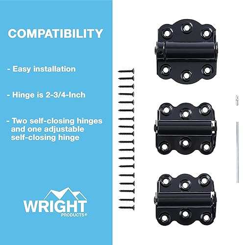 Miniatura 4 de Wright Products Bisagra ajustable de cierre automático negra de 2-3/4 pulgadas (paquete de 3)