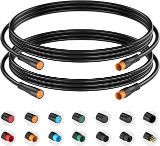 Extension Cable 2Pin/3Pin/4Pin/5Pin/6Pin/8Pin/9Pin Waterproof Plug Works for Electric Bicycle Light/Throttle/Ebrake/Display Ebike Parts Extend Cable (3pin 80cm)