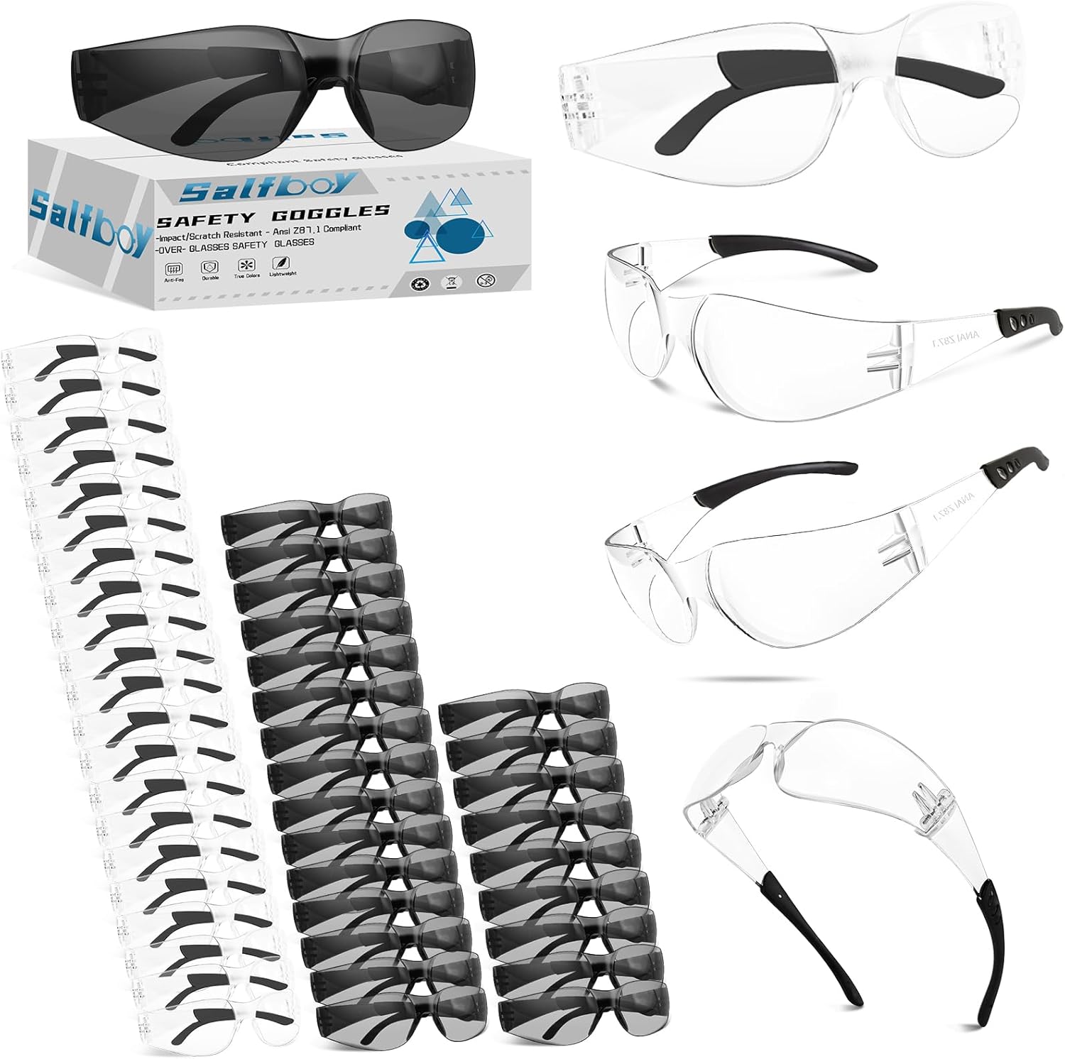 Clear Safety Glasses for Men Women Ansi Z87.1 Safety Glasses Scratch and Impact Resistant Protective Eyewear