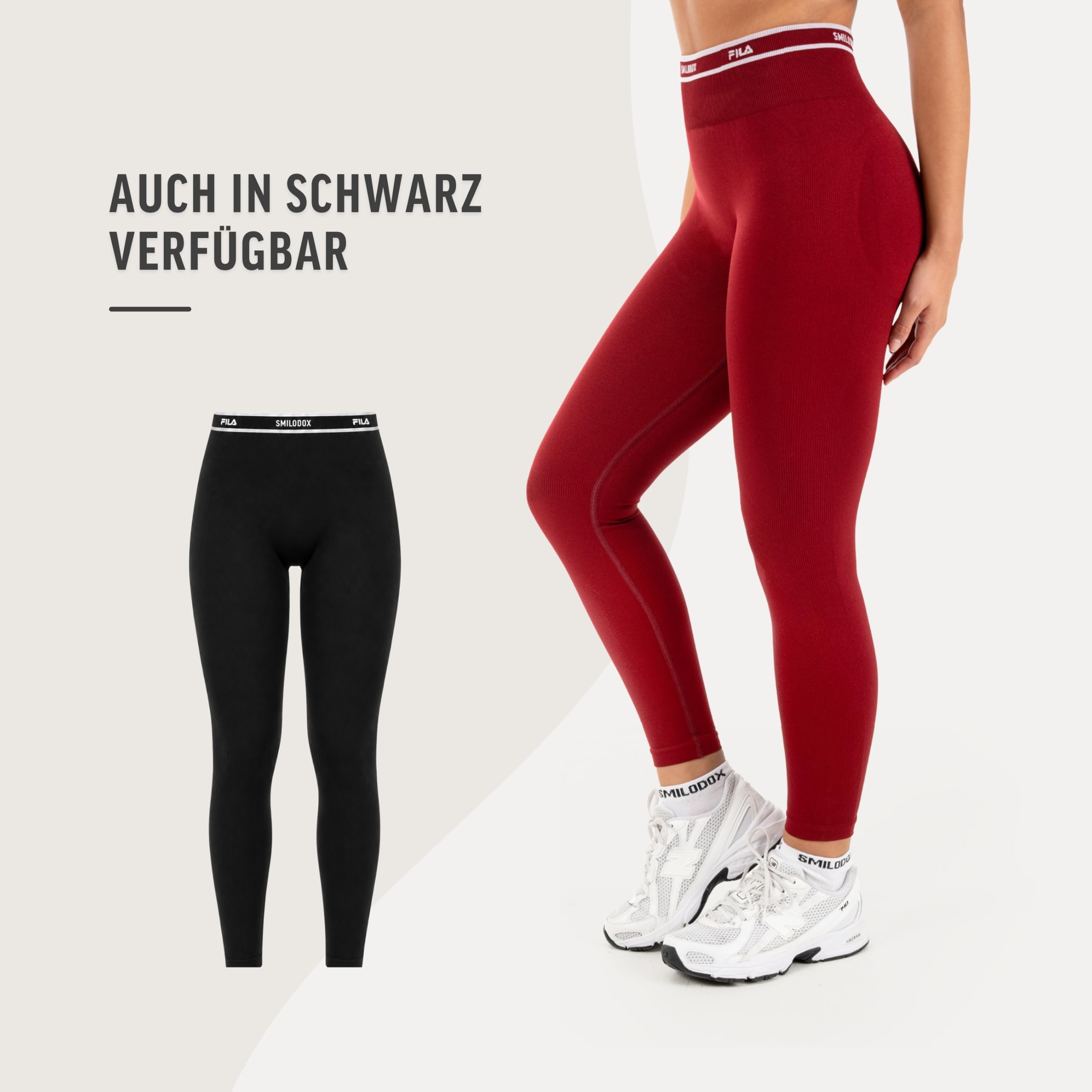 SMILODOX x FILA Leggings Damen Noli, Seamless Kompressionsleggings mit Scrunch, mit elastischem Bund, Shaped Fit Sport Hose, Fitness Leggings, für Workout, Gym & Yoga