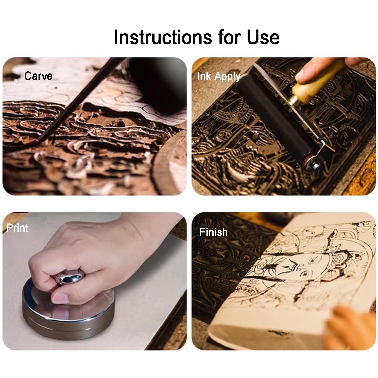 Pressa per Stampa a Blocchi Baren, Pressa per Stampa a Sfere in Acciaio Inox a Forma di Fungo, Diametro 9cm, Pressione Uniforme, per Linoleografia, Scrapbooking E Altri Lavori Artigianali